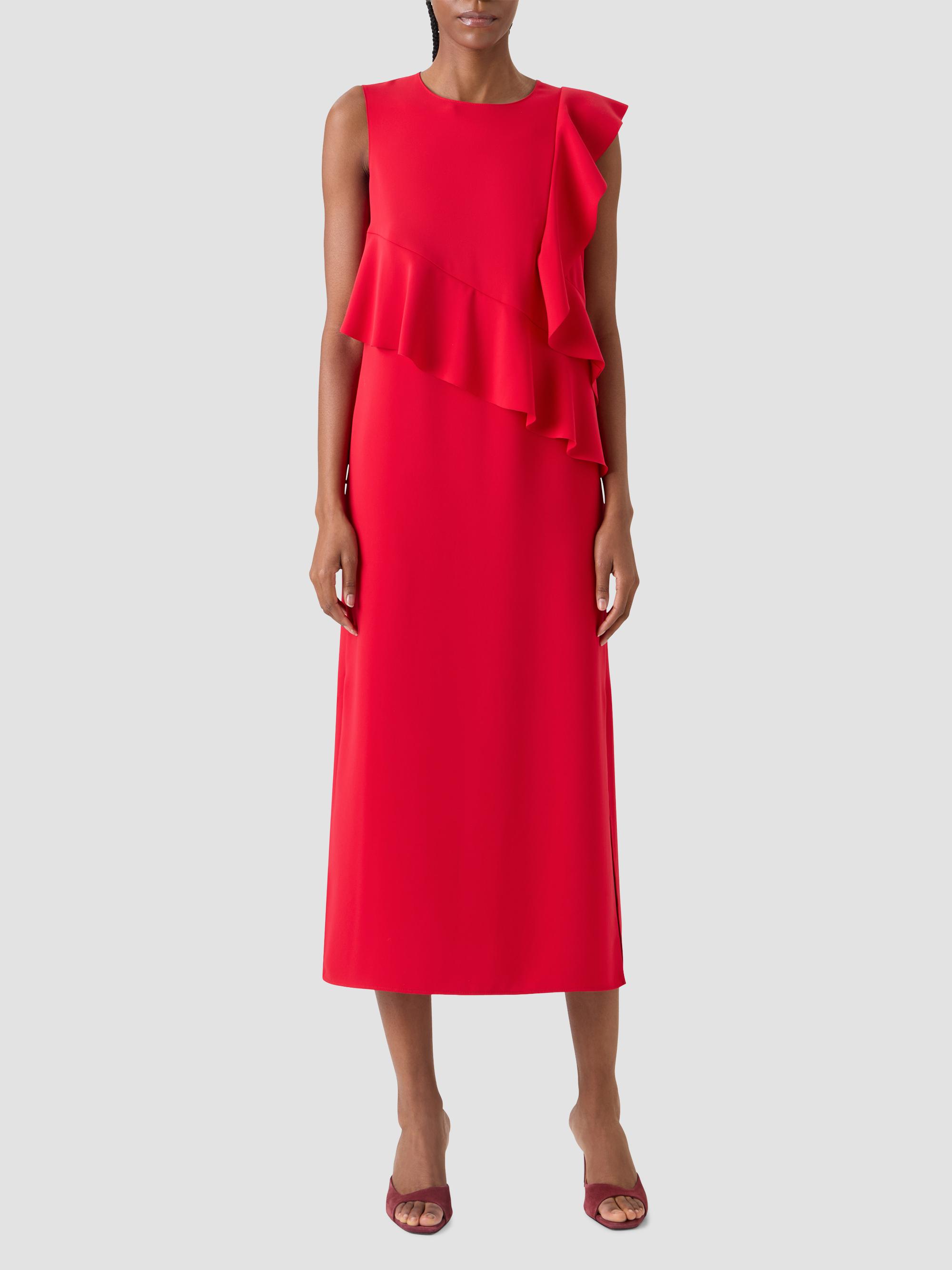 Akris punto Women's Ruffled Crepe Midi Dress - Red | Thumbnail 2