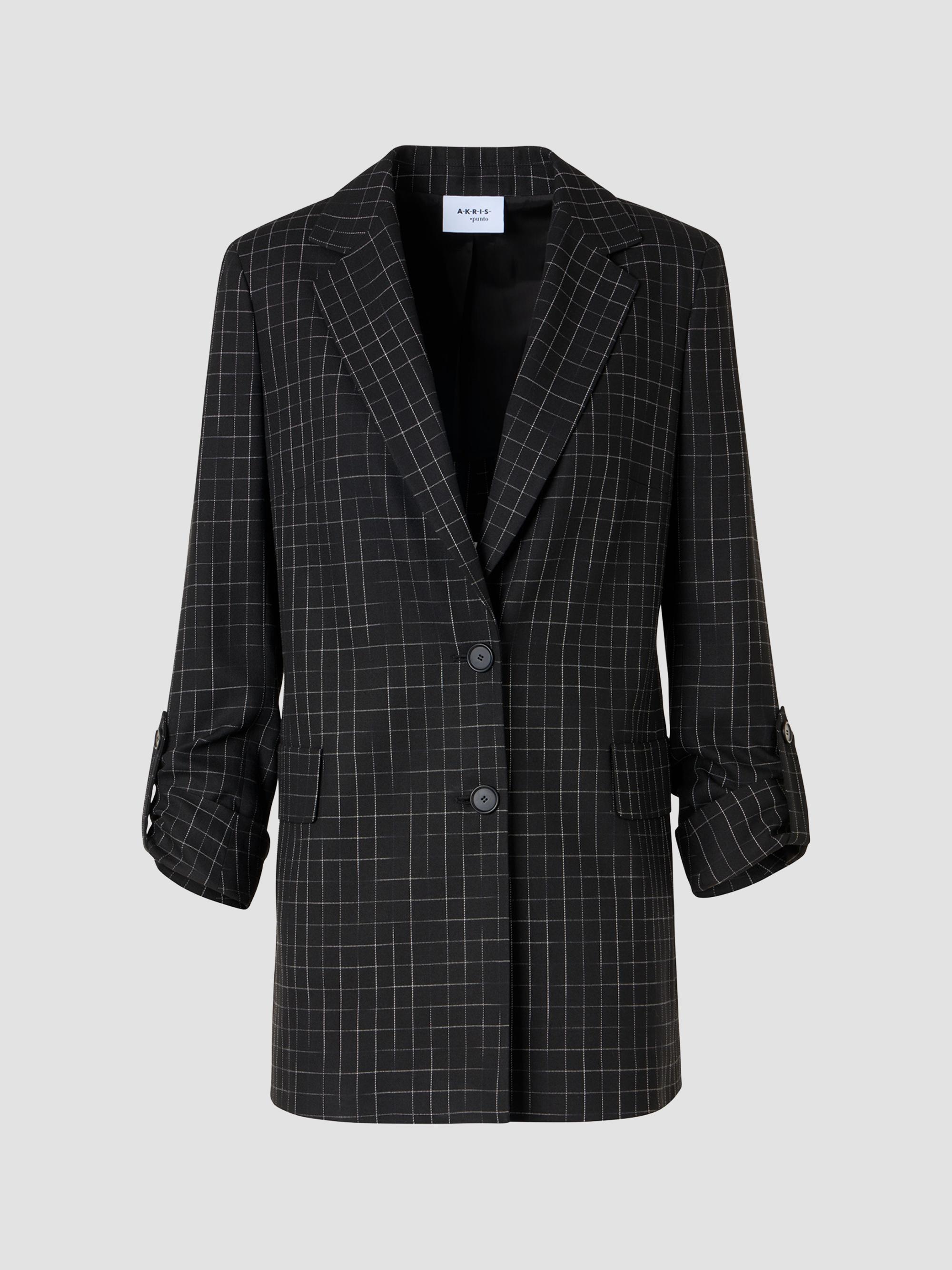 Akris punto Women's Broken Check Twill Boyfriend Jacket - Black Cream