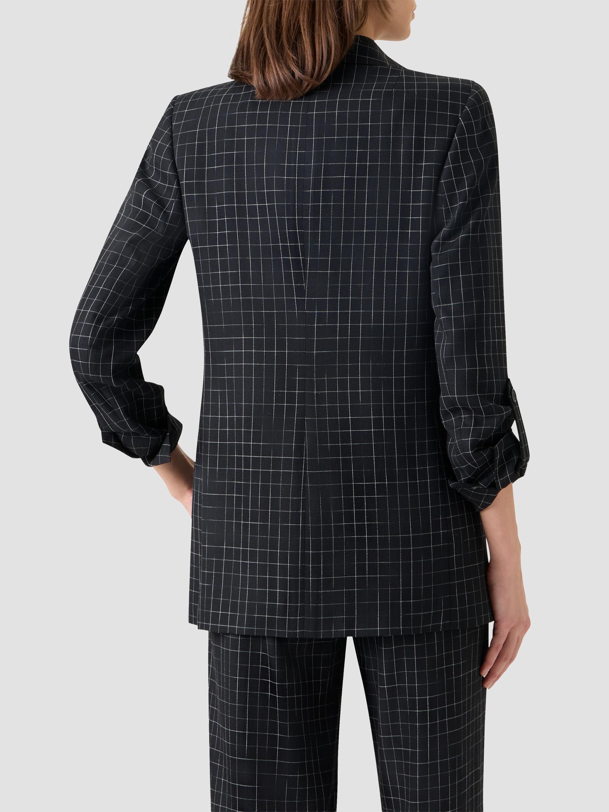 Akris punto Women's Broken Check Twill Boyfriend Jacket - Black Cream | Thumbnail 3