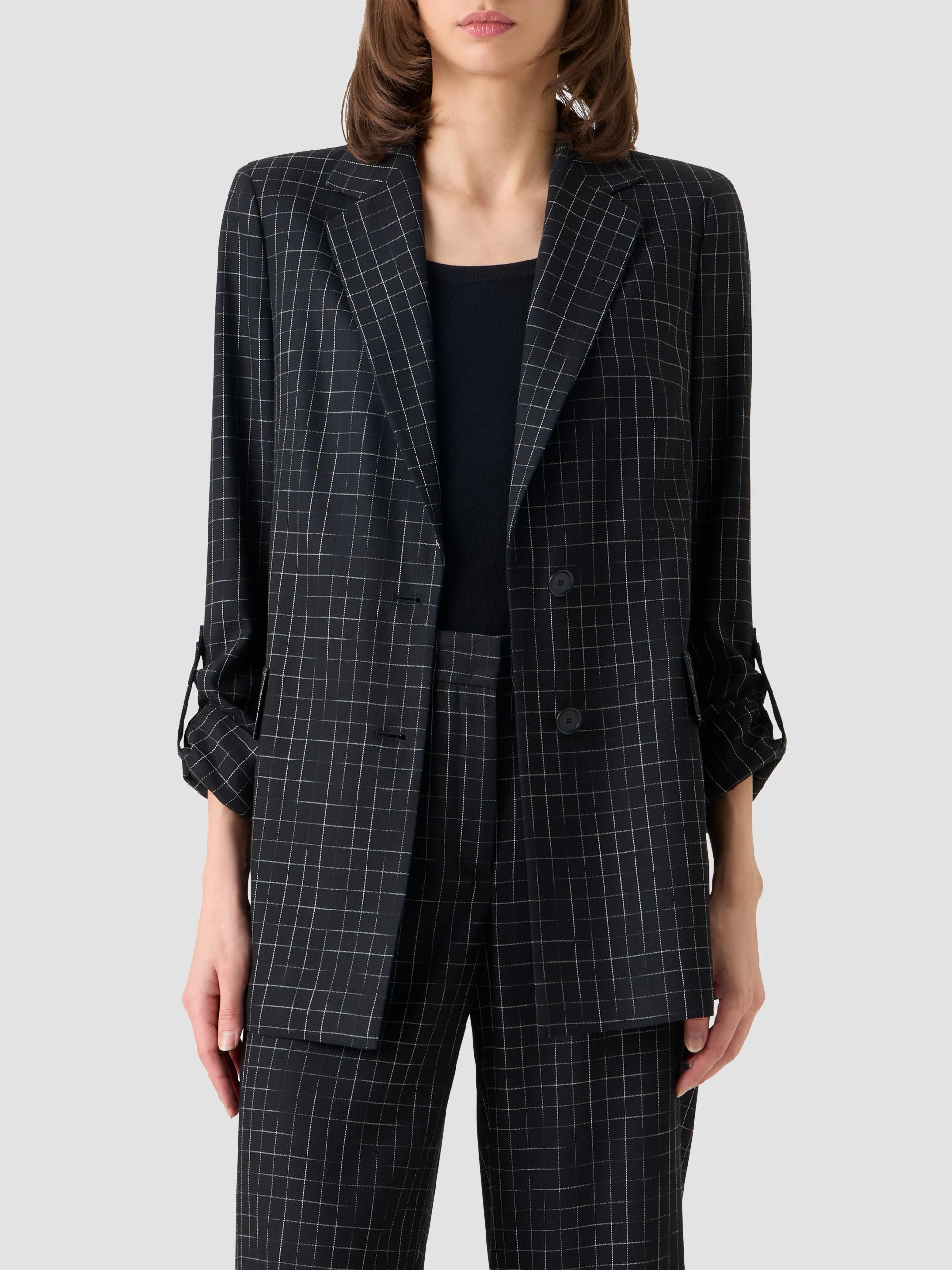 Akris punto Women's Broken Check Twill Boyfriend Jacket - Black Cream | Thumbnail 4