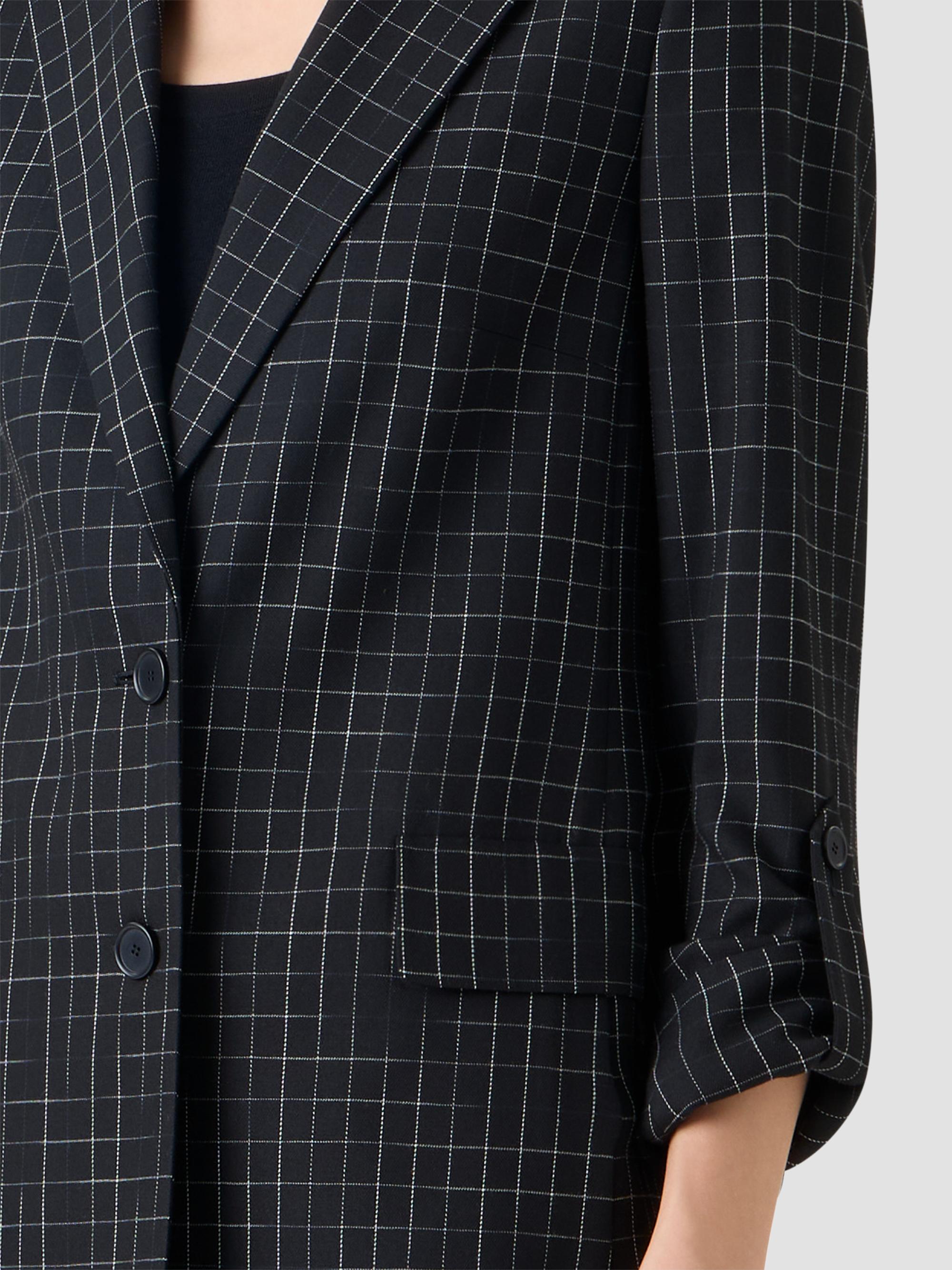 Akris punto Women's Broken Check Twill Boyfriend Jacket - Black Cream | Thumbnail 5