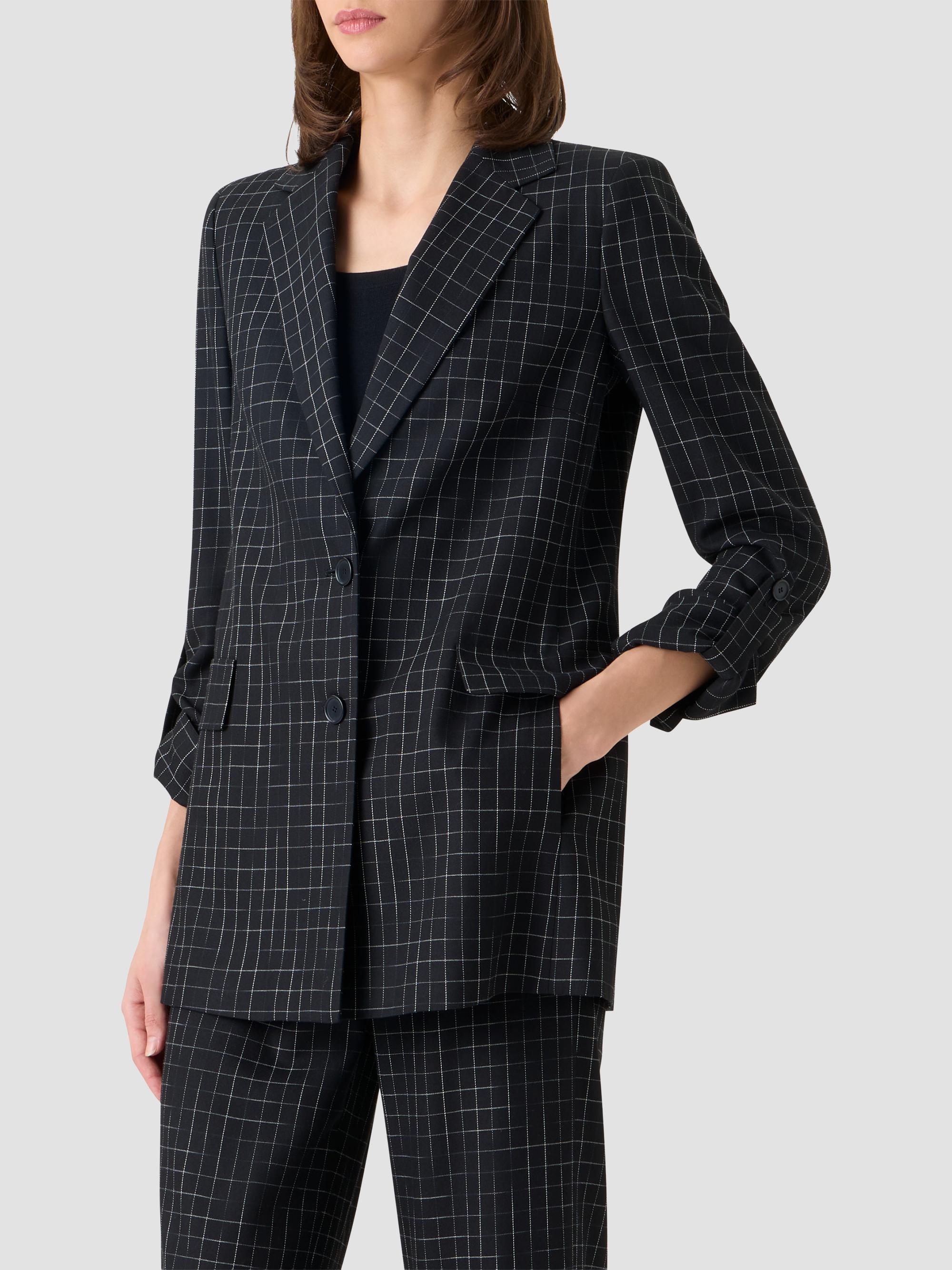 Akris punto Women's Broken Check Twill Boyfriend Jacket - Black Cream | Thumbnail 6