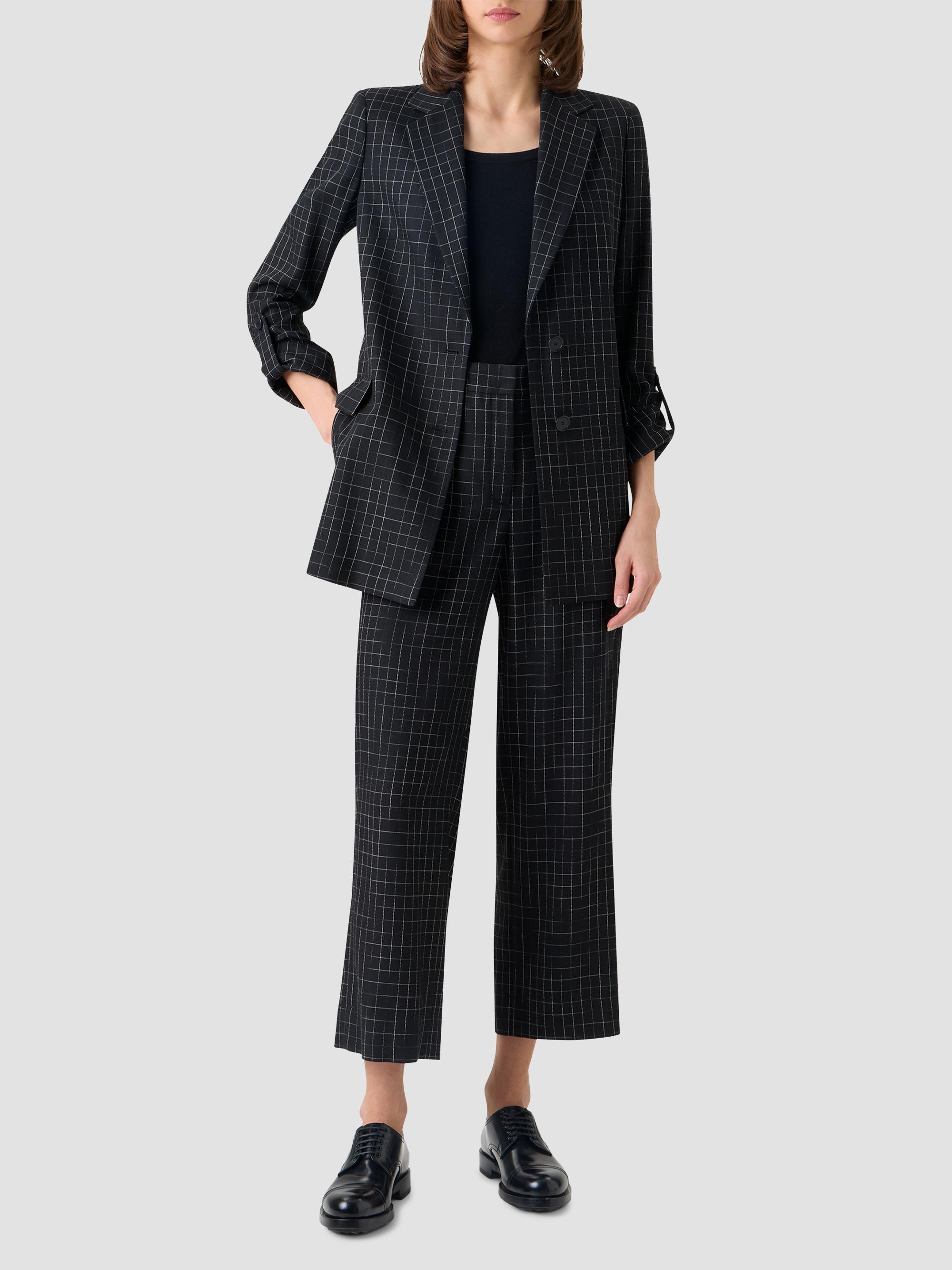 Akris punto Women's Broken Check Twill Boyfriend Jacket - Black Cream | Thumbnail 2