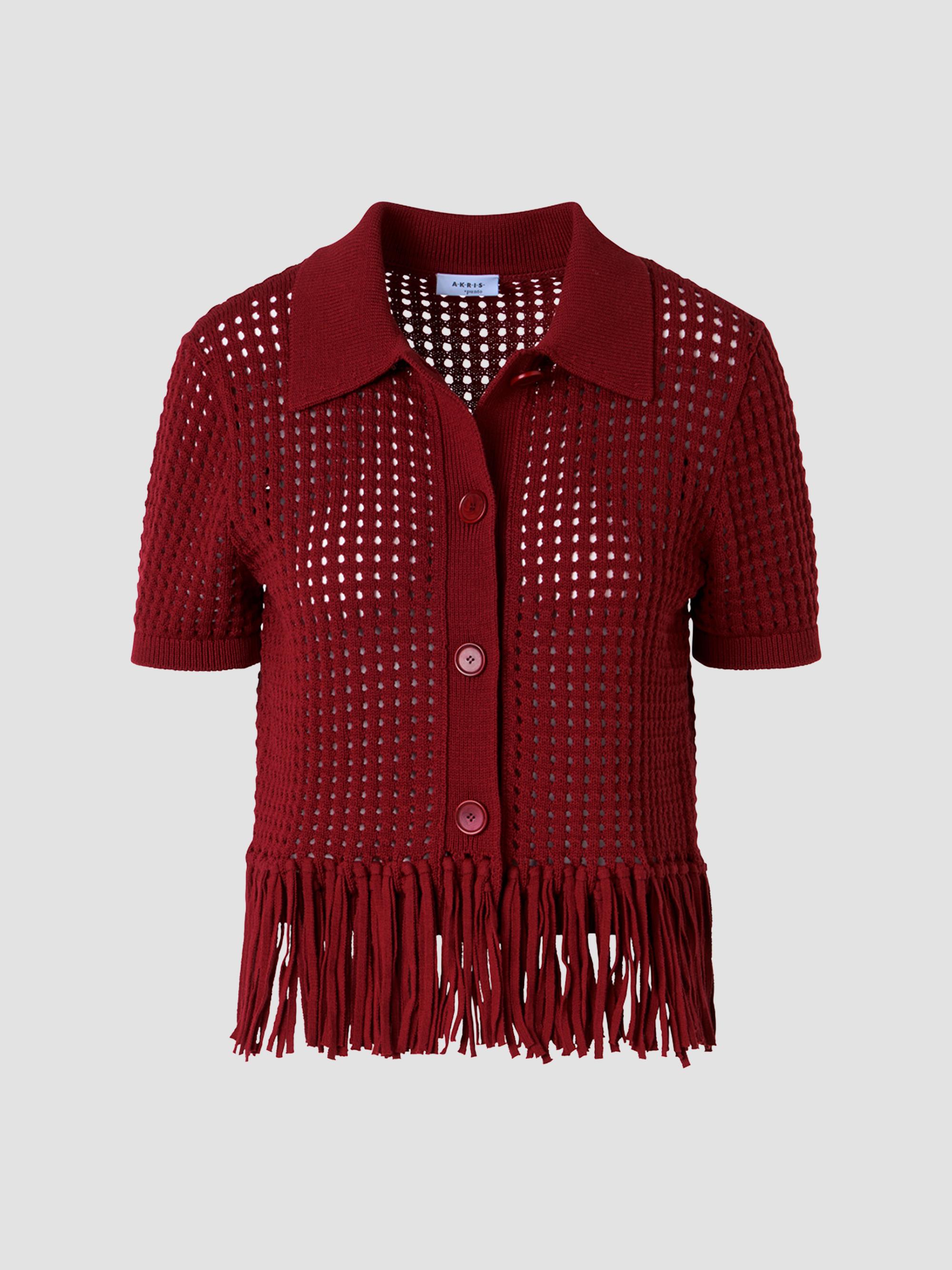 Akris punto Women's Net Cotton Fringe Shirt - Pomegranate