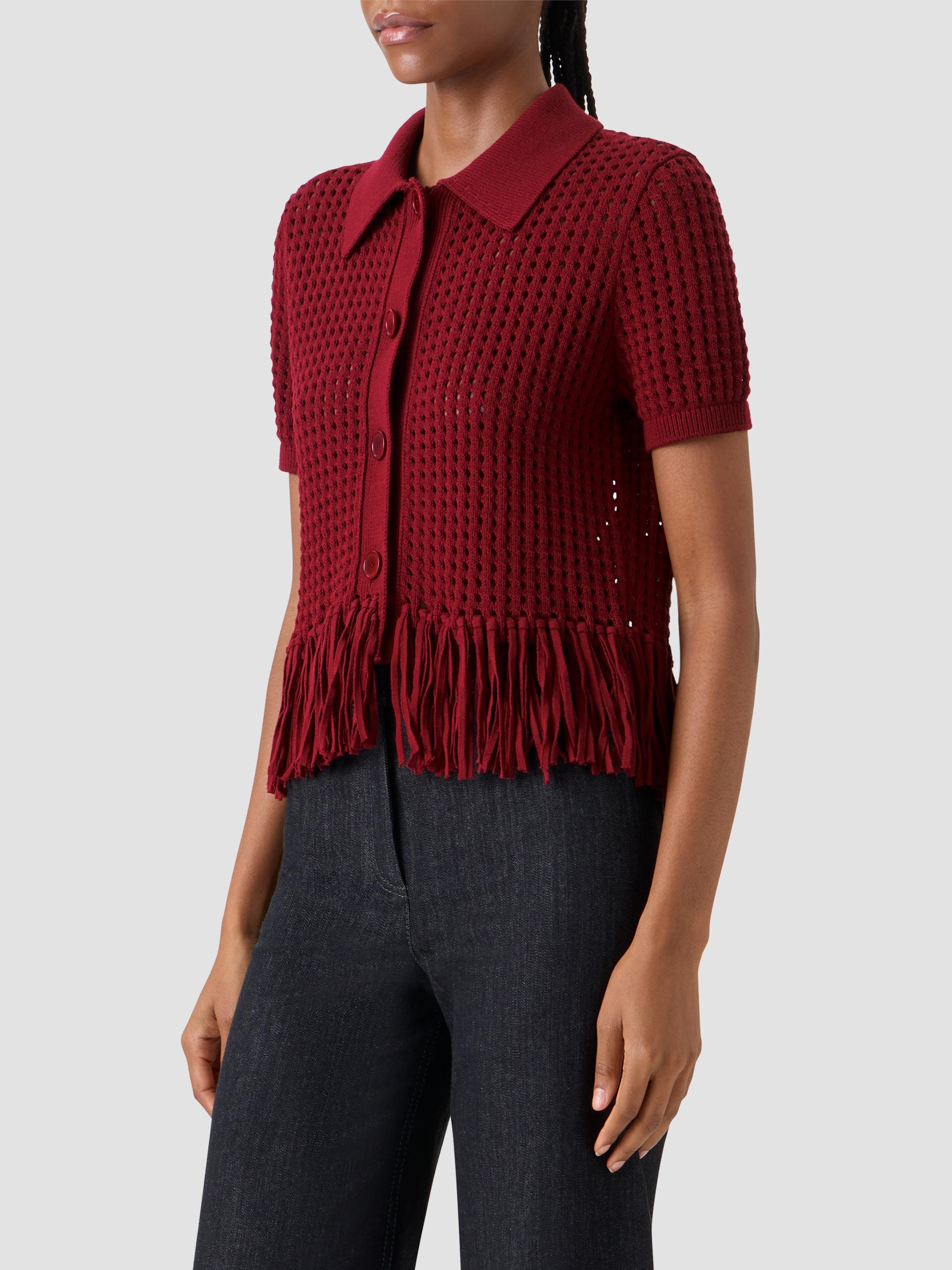 Akris punto Women's Net Cotton Fringe Shirt - Pomegranate | Thumbnail 6