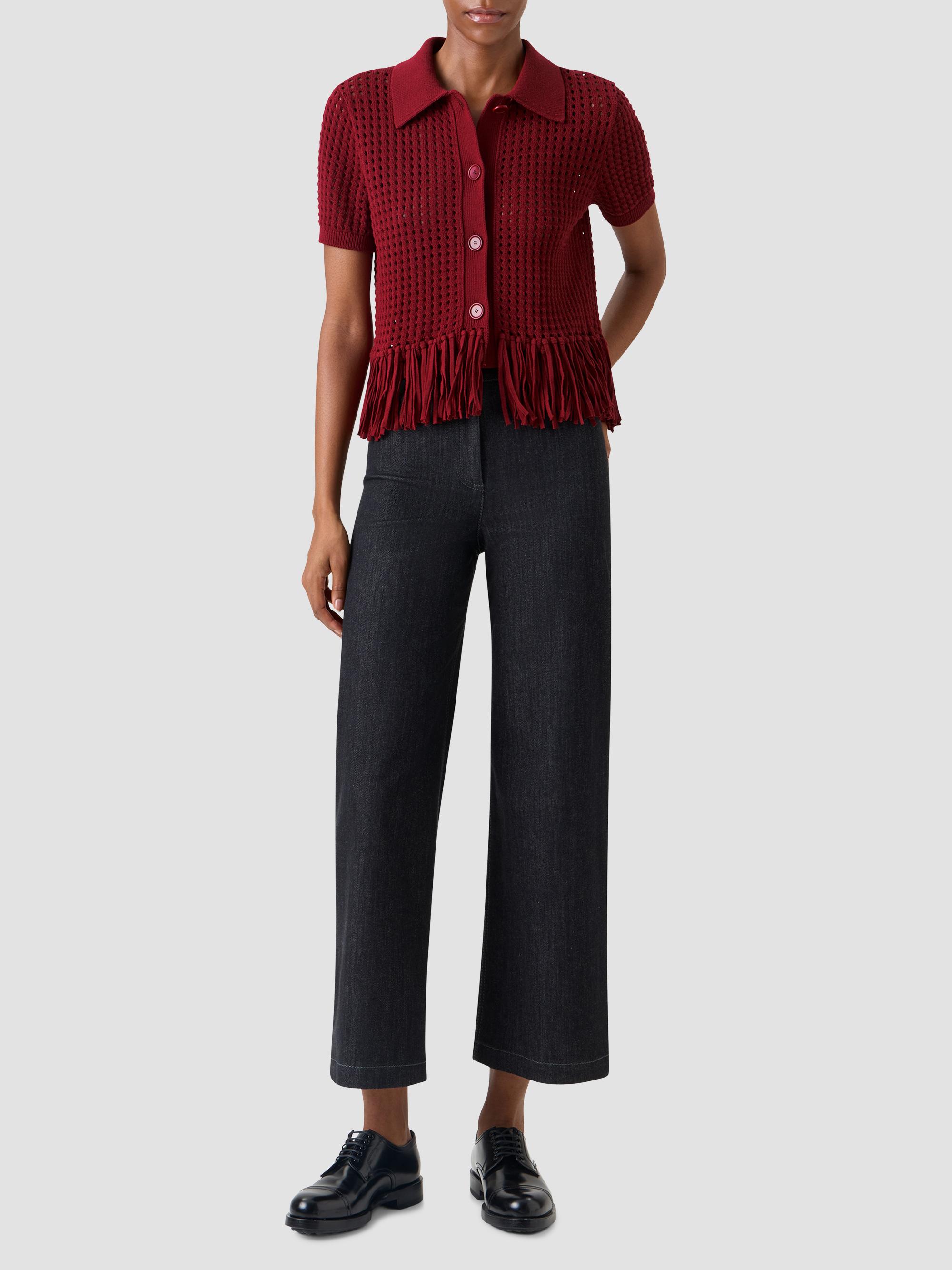 Akris punto Women's Net Cotton Fringe Shirt - Pomegranate | Thumbnail 2