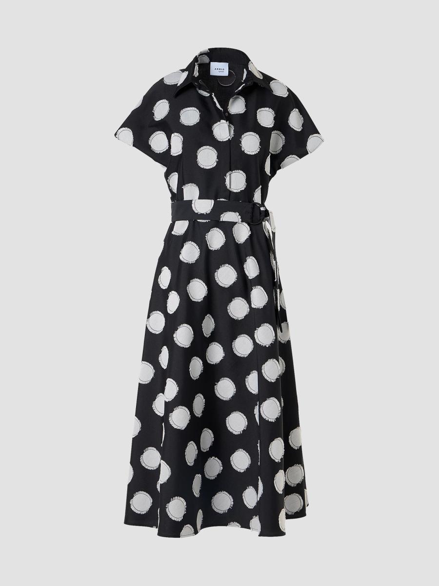 Akris punto Fringed Polka Dot Jacquard Midi Shirtdress | Saks