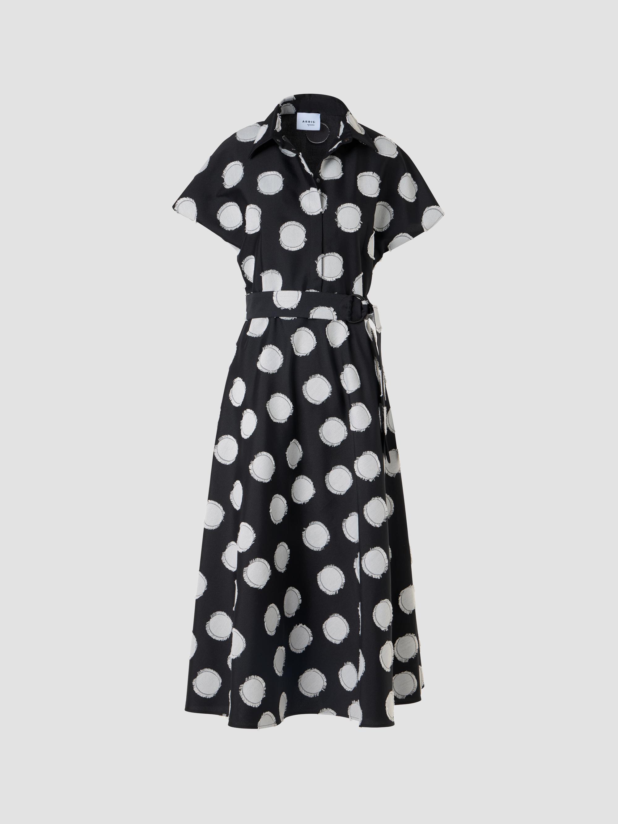 Akris punto Women's Fringed Polka Dot Jacquard Midi Shirtdress - Black Cream