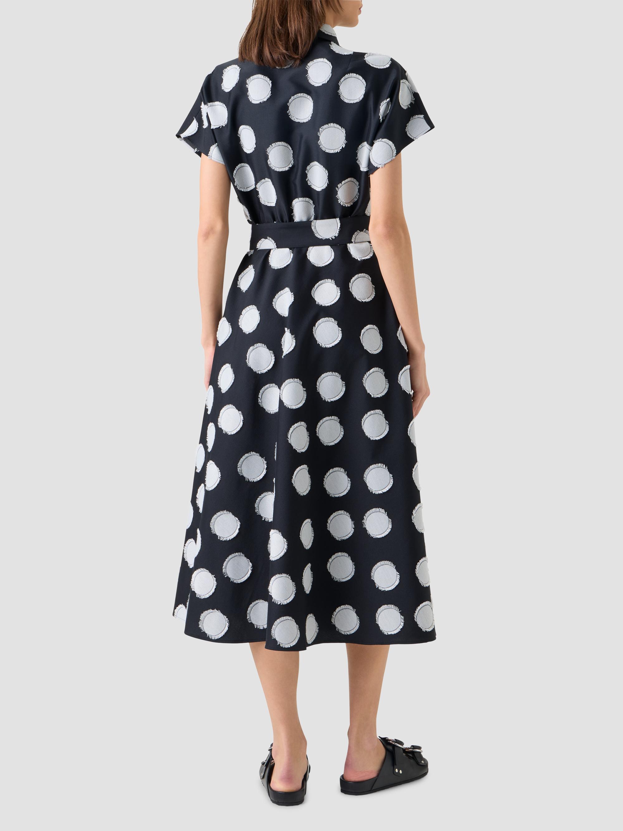Akris punto Women's Fringed Polka Dot Jacquard Midi Shirtdress - Black Cream | Thumbnail 3