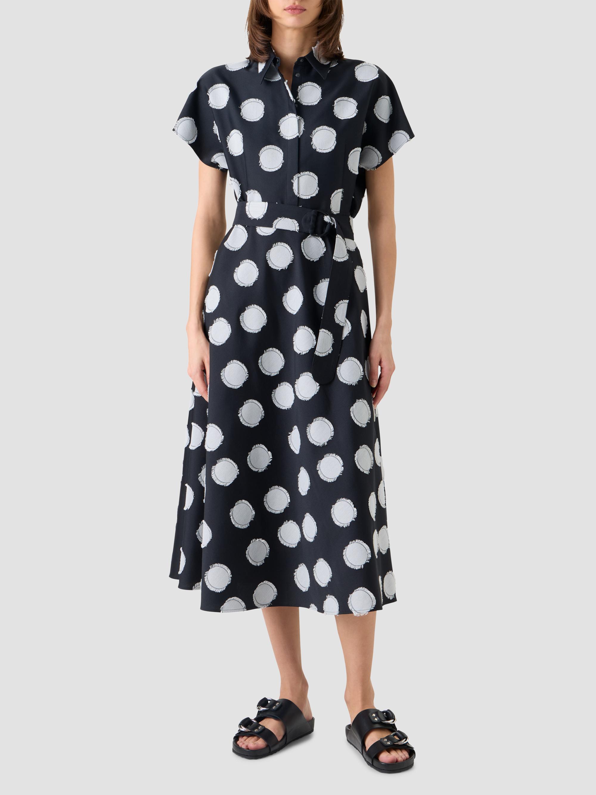 Akris punto Women's Fringed Polka Dot Jacquard Midi Shirtdress - Black Cream | Thumbnail 4