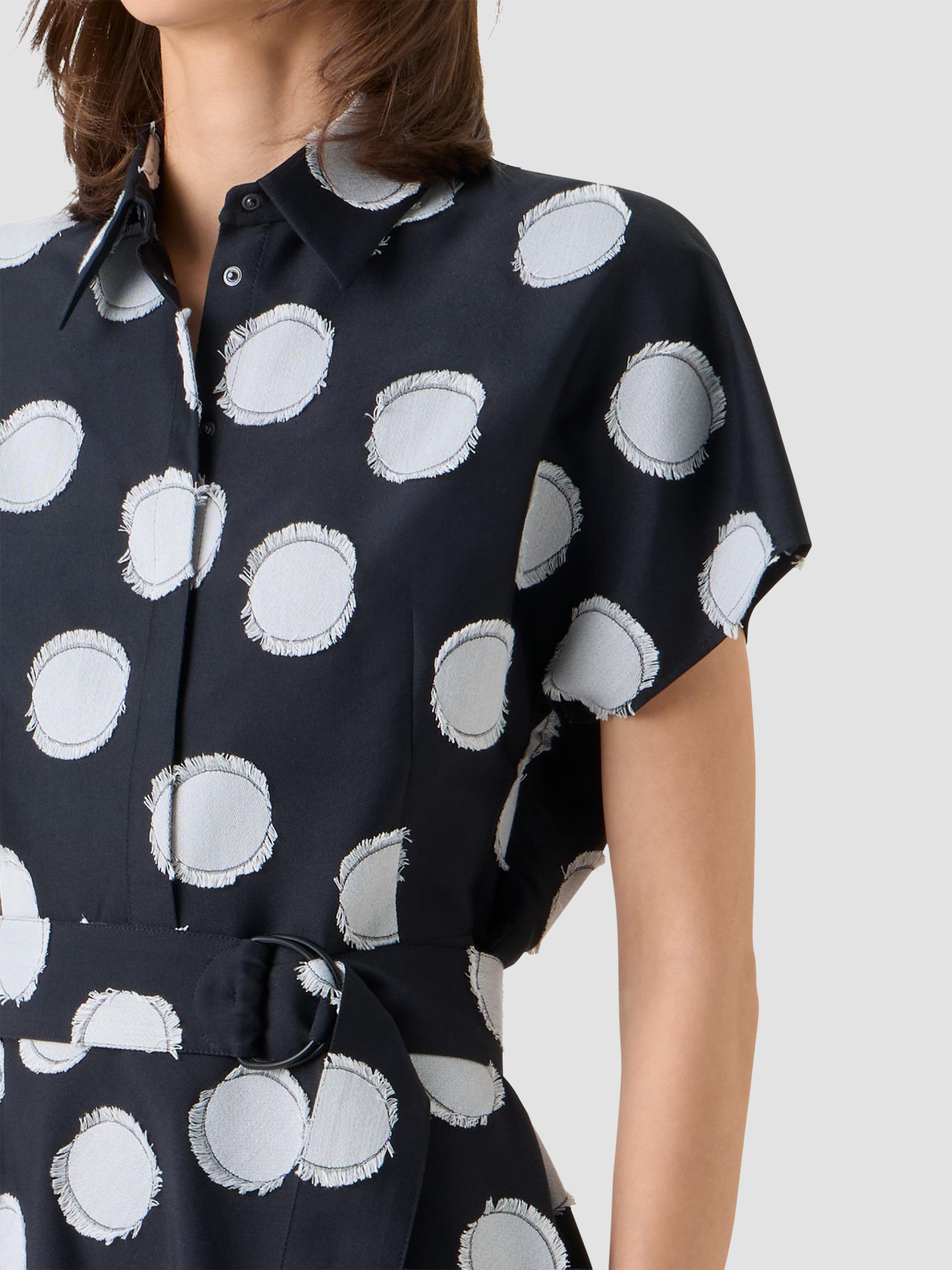 Akris punto Women's Fringed Polka Dot Jacquard Midi Shirtdress - Black Cream | Thumbnail 5