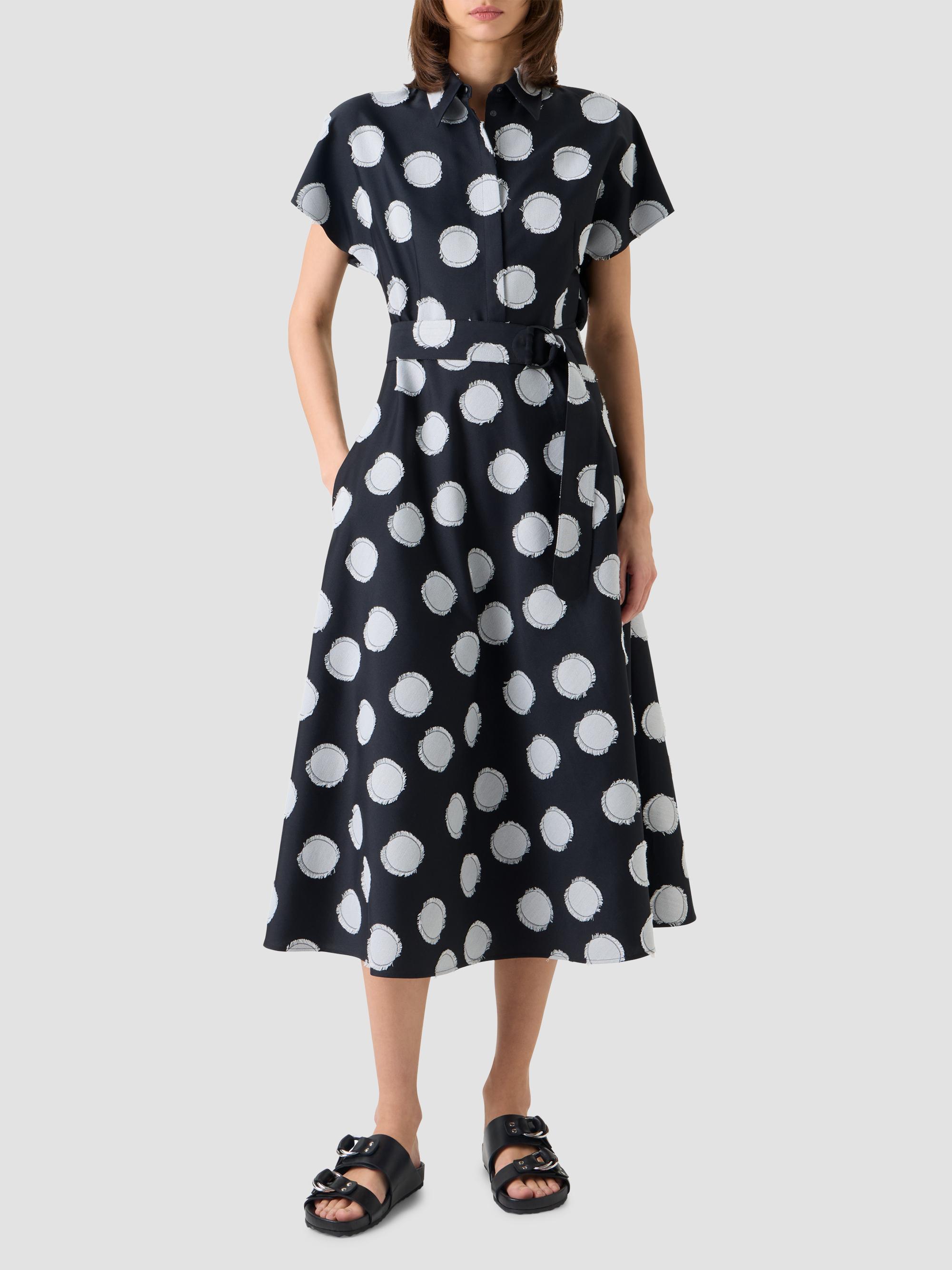 Akris punto Women's Fringed Polka Dot Jacquard Midi Shirtdress - Black Cream | Thumbnail 2