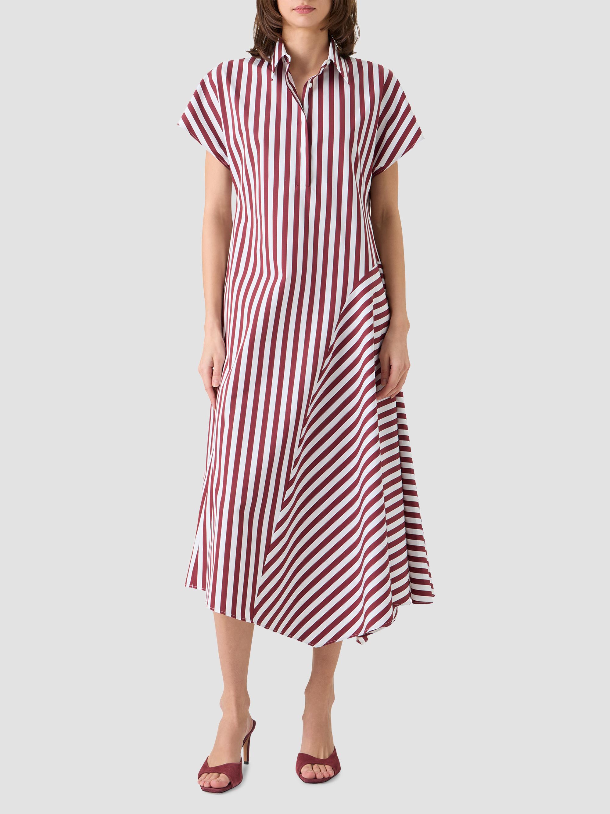Akris punto Women's Kodak Striped Cotton Midi Shirtdress - Pomegranate Cream | Thumbnail 4