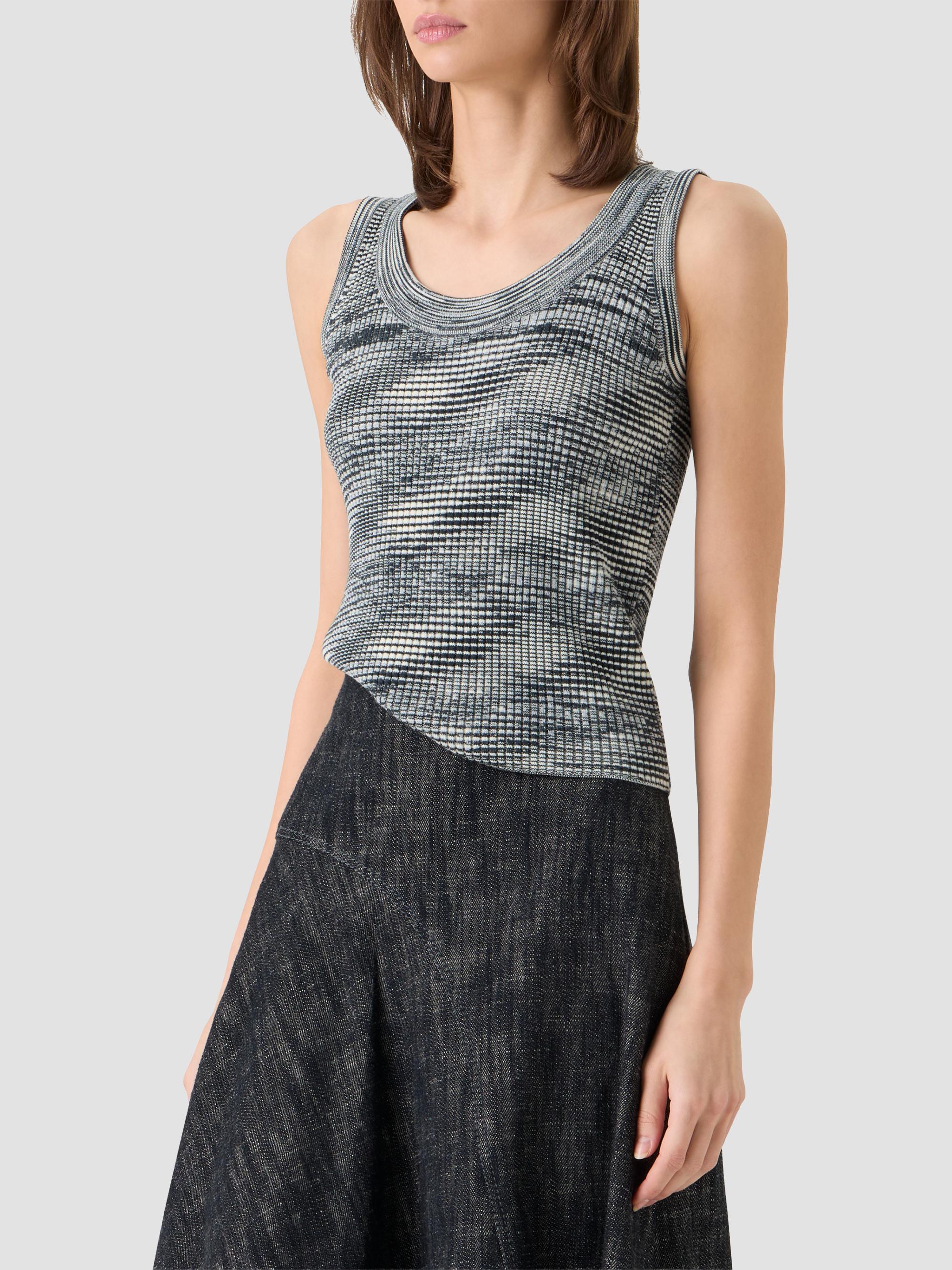Akris punto Women's Space Dye Wool Tank - Black Cream | Thumbnail 6