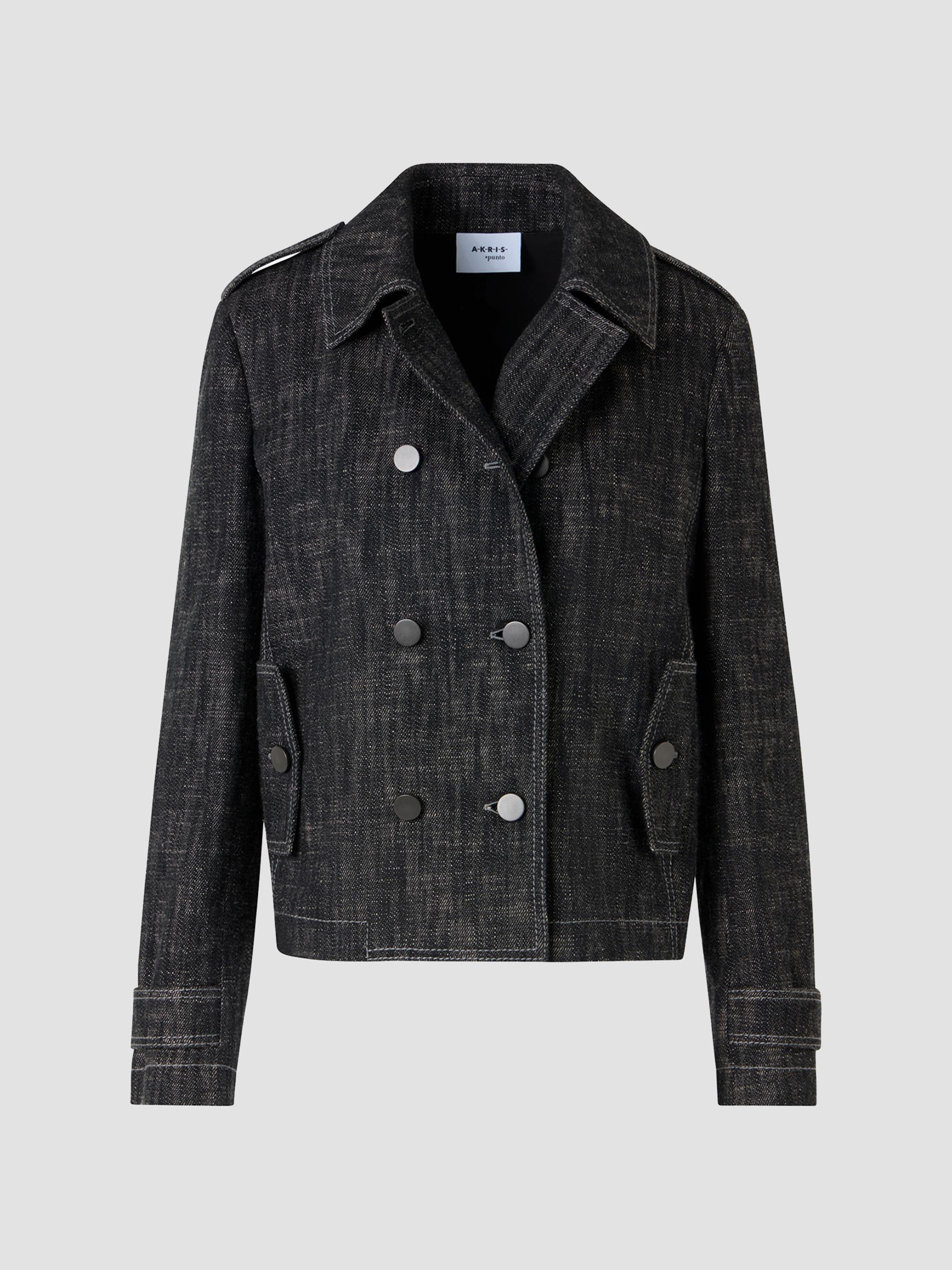 Akris punto Women's Washed Denim Double-Breasted Jacket - Black Denim | Thumbnail 6