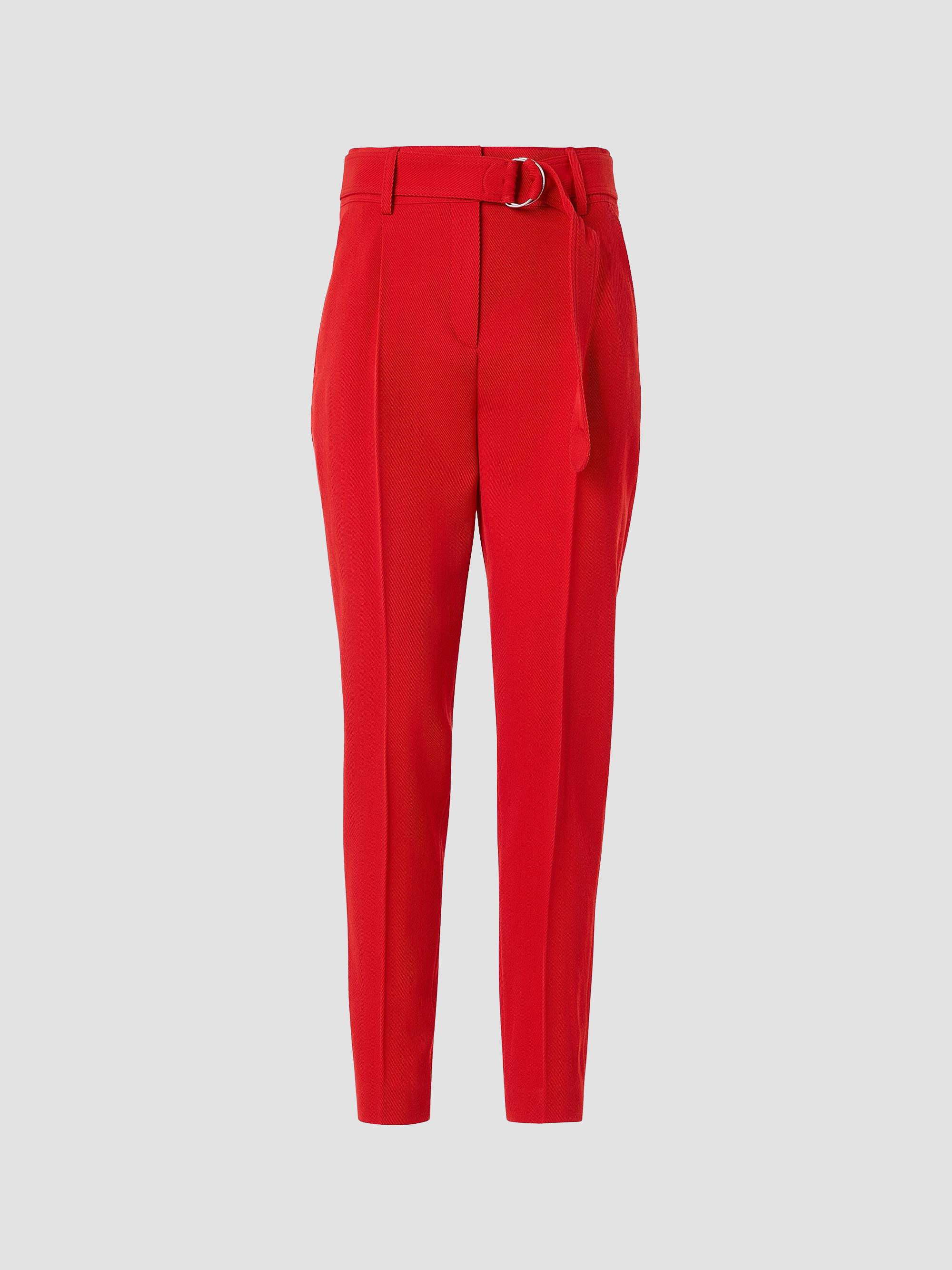 Akris punto Women's Fred Virgin-Wool Belted Mid-Rise Tapered-Leg Pants - Red | Thumbnail 6