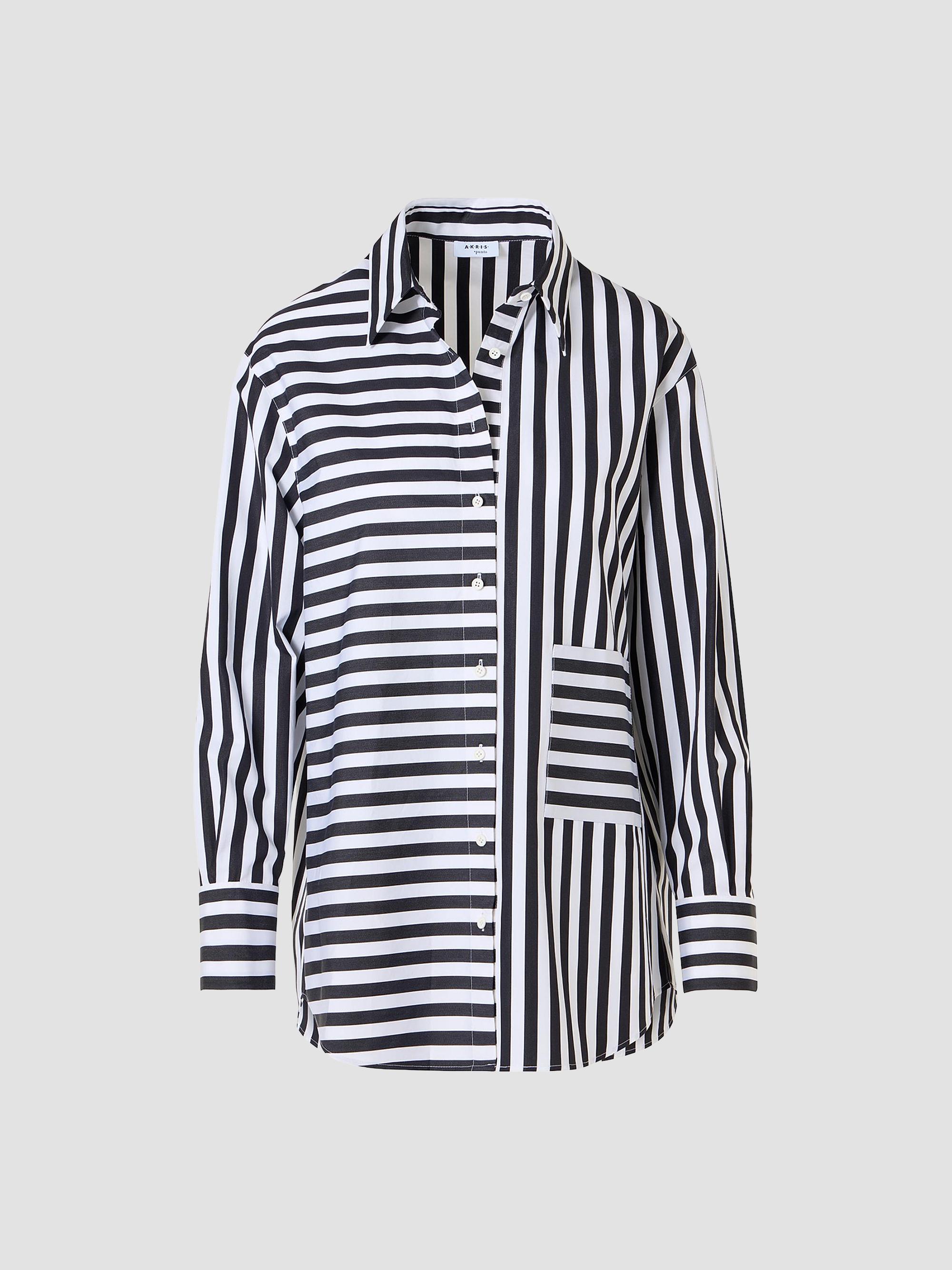 Akris punto Women's Kodak Striped Cotton Oversized Shirt - Black Cream