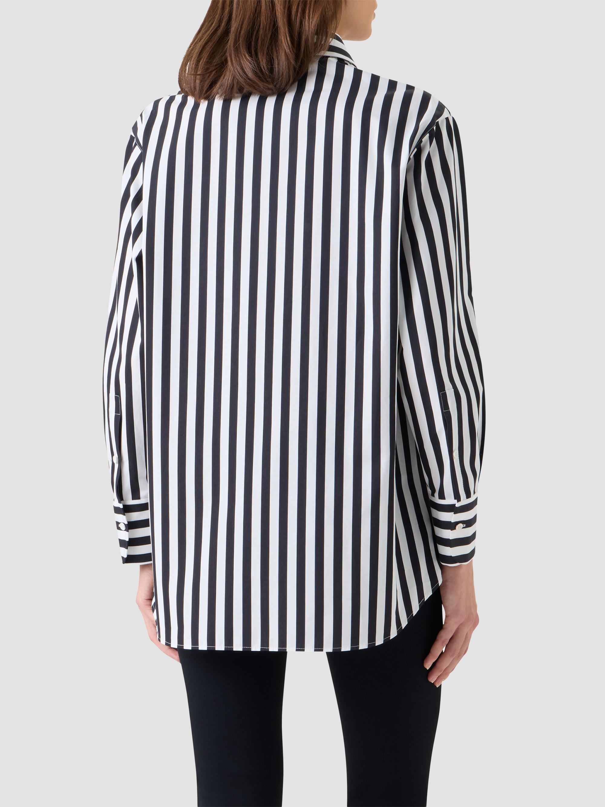 Akris punto Women's Kodak Striped Cotton Oversized Shirt - Black Cream | Thumbnail 3