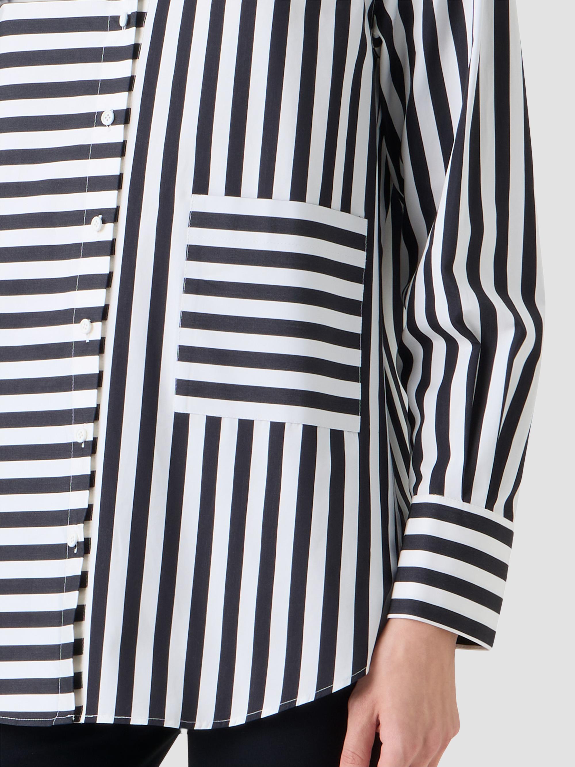 Akris punto Women's Kodak Striped Cotton Oversized Shirt - Black Cream | Thumbnail 5