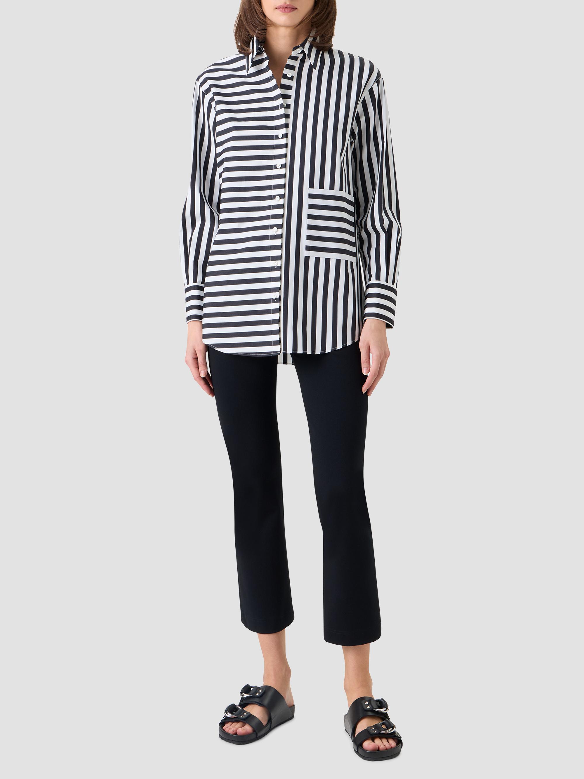 Akris punto Women's Kodak Striped Cotton Oversized Shirt - Black Cream | Thumbnail 2