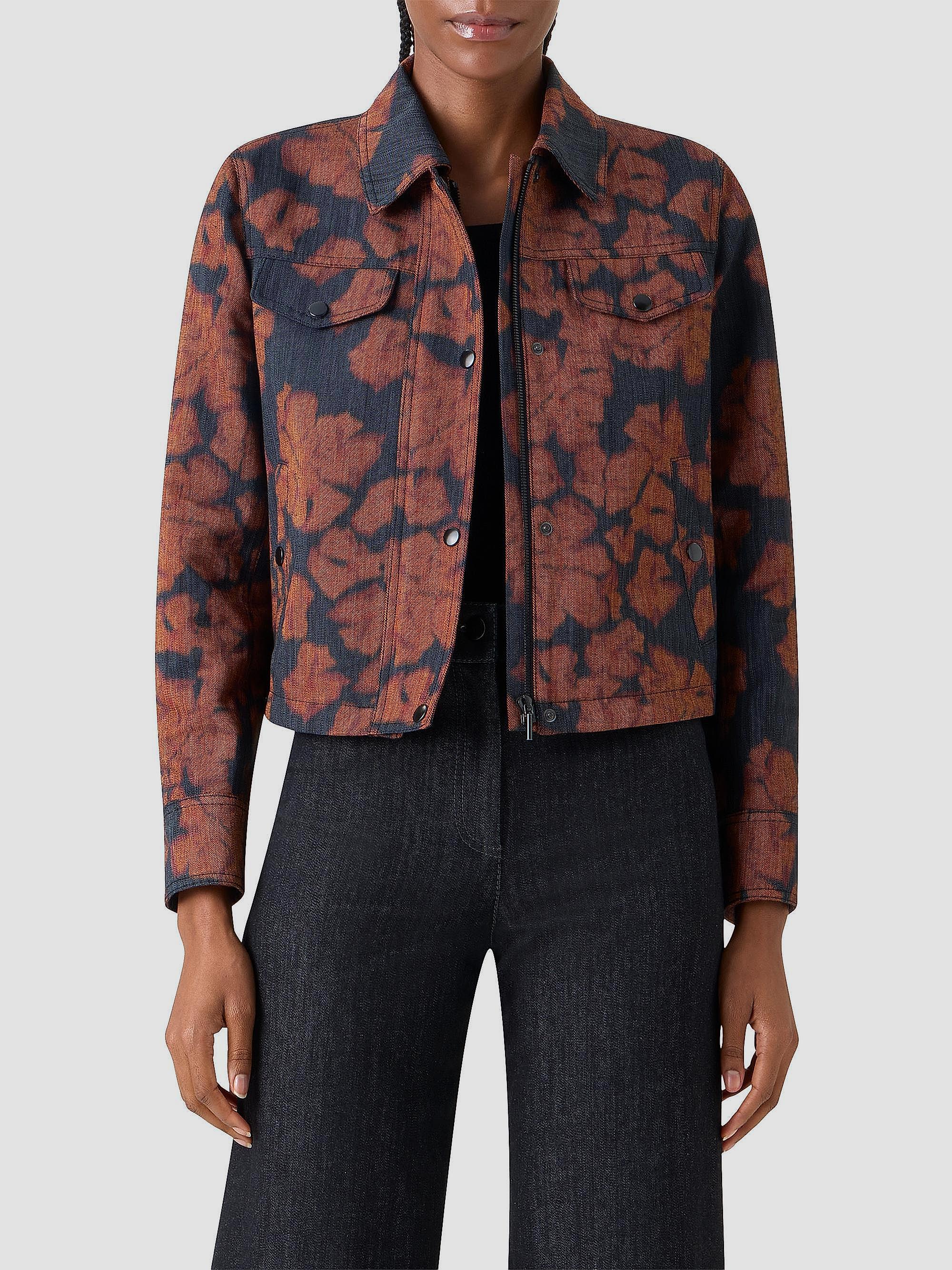 Akris punto Floral Cotton-Blend Denim Moto Jacket | Saks Fifth Avenue