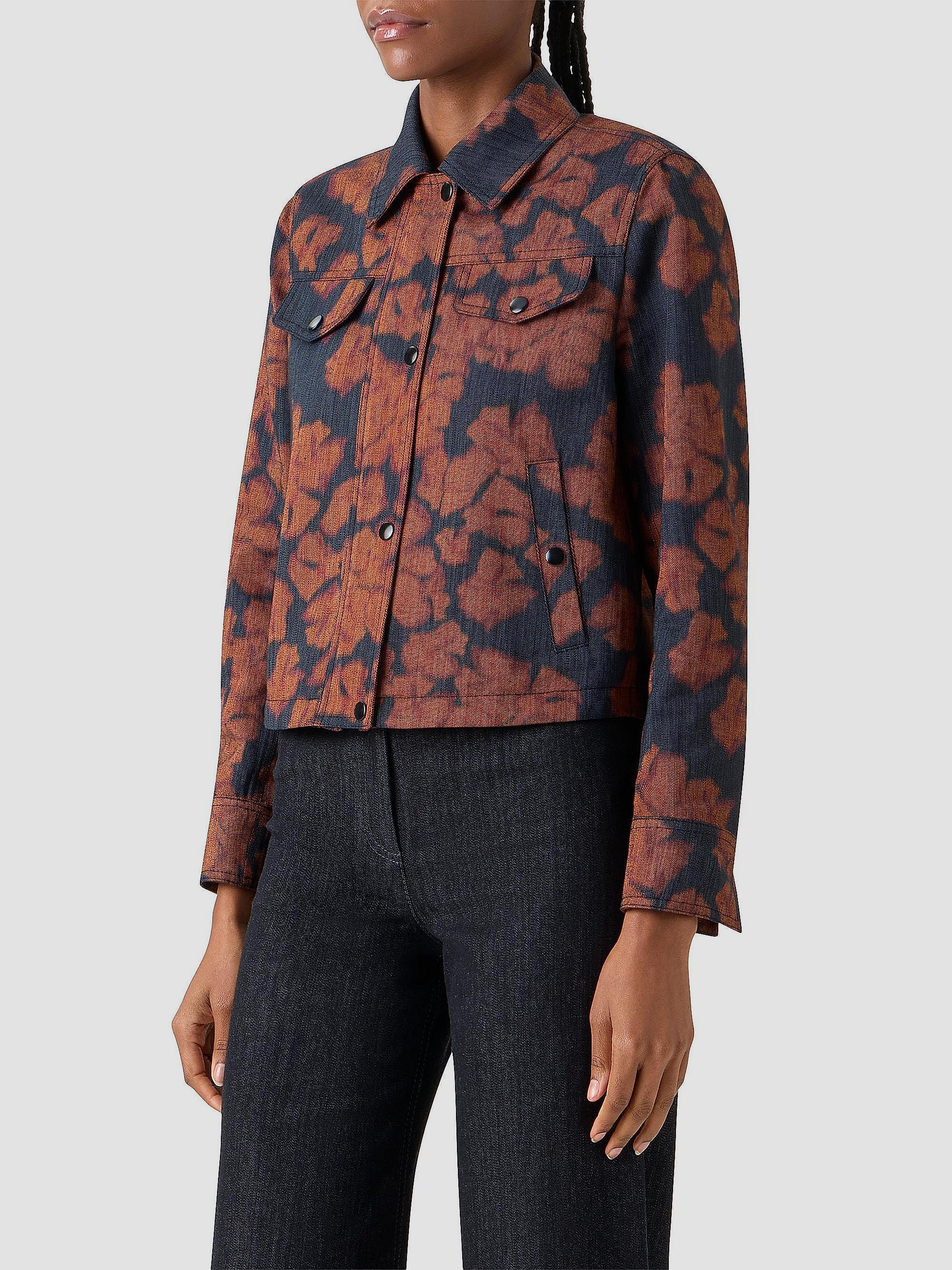 Akris punto Floral Cotton-Blend Denim Moto Jacket | Saks Fifth Avenue