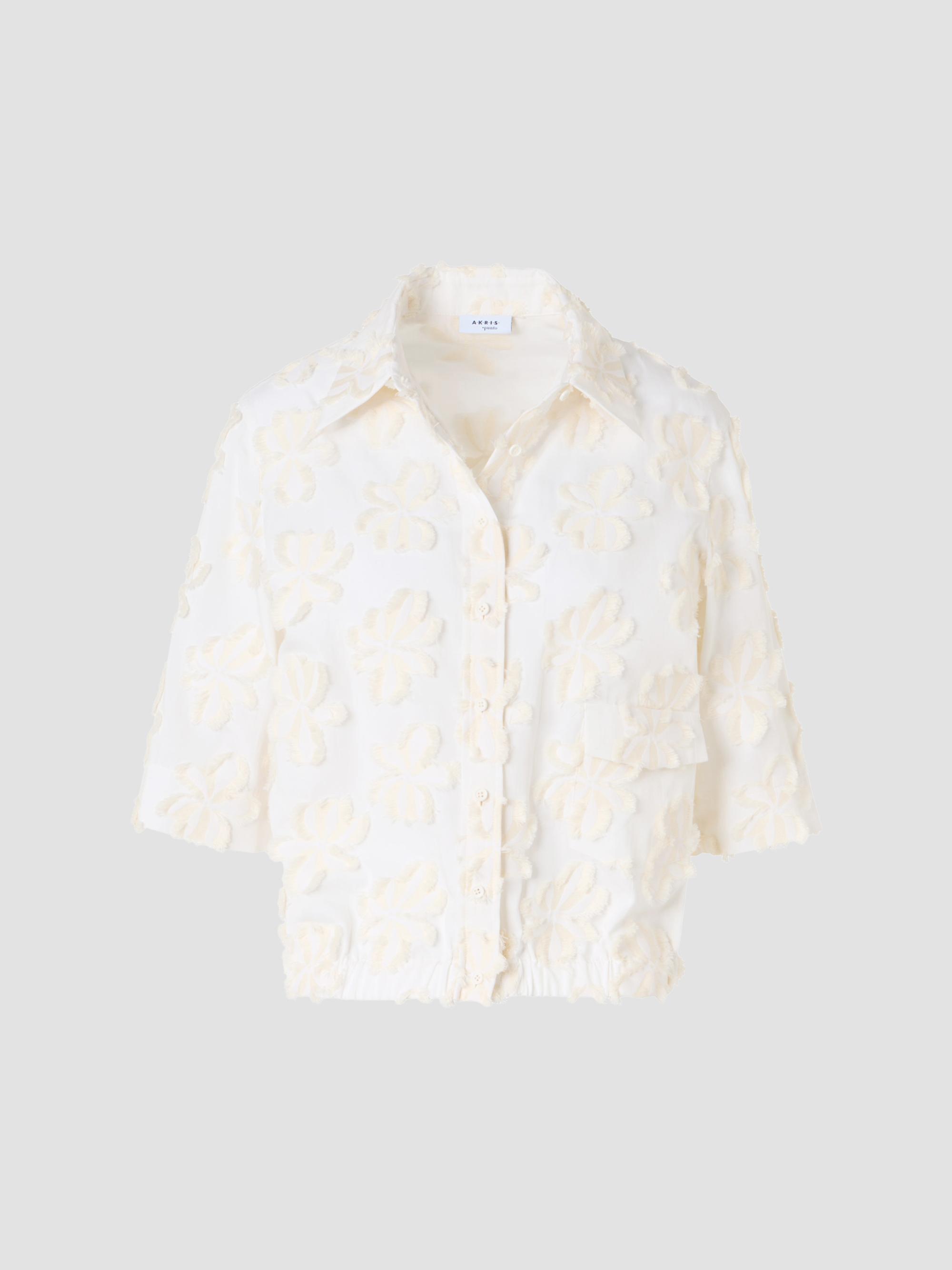 Akris punto Women's Floral-Appliqué Cotton Shirt - Cream | Thumbnail 7