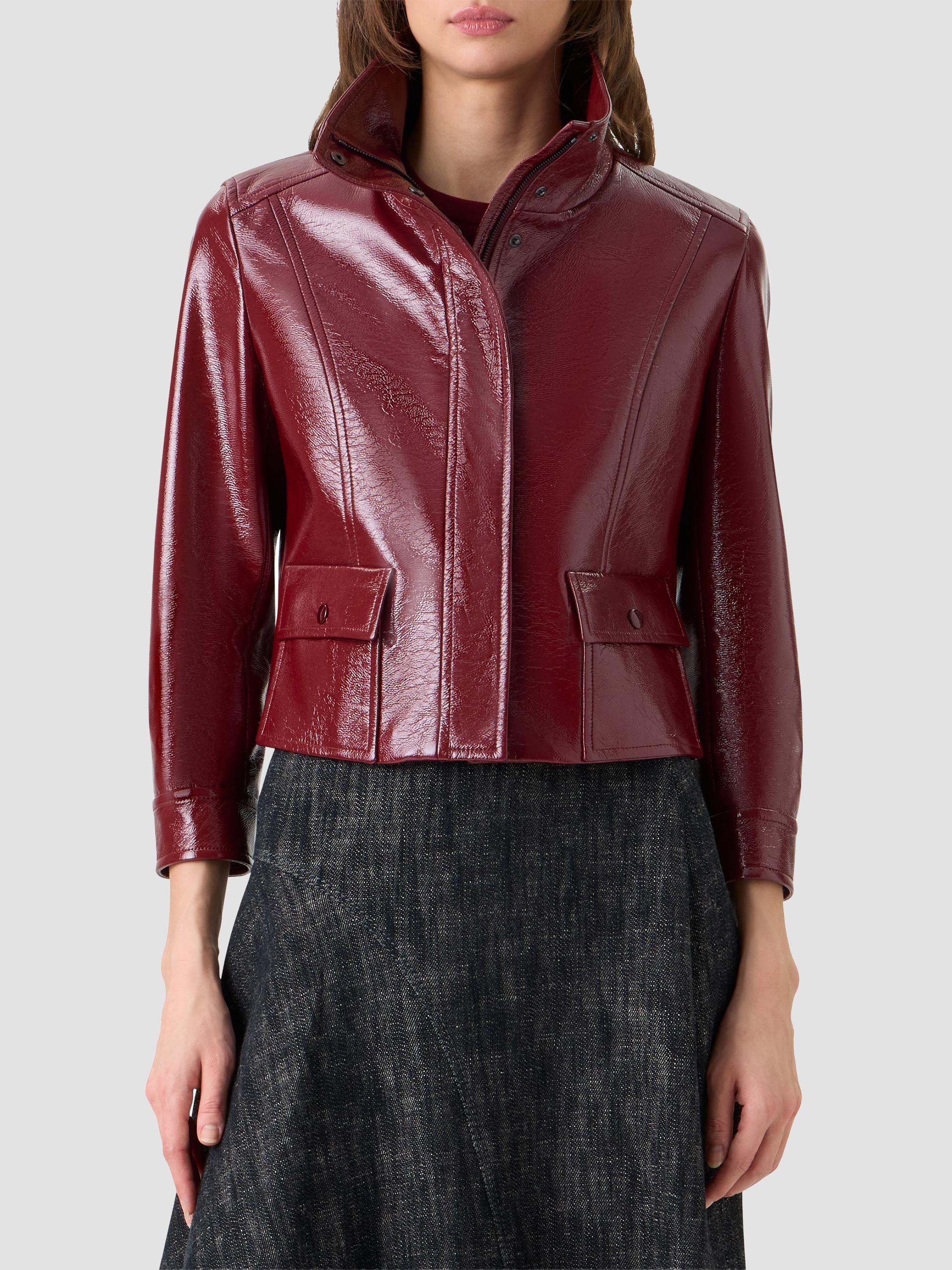Akris punto Women's Crinkled Faux-Leather Jacket - Pomegranate | Thumbnail 4