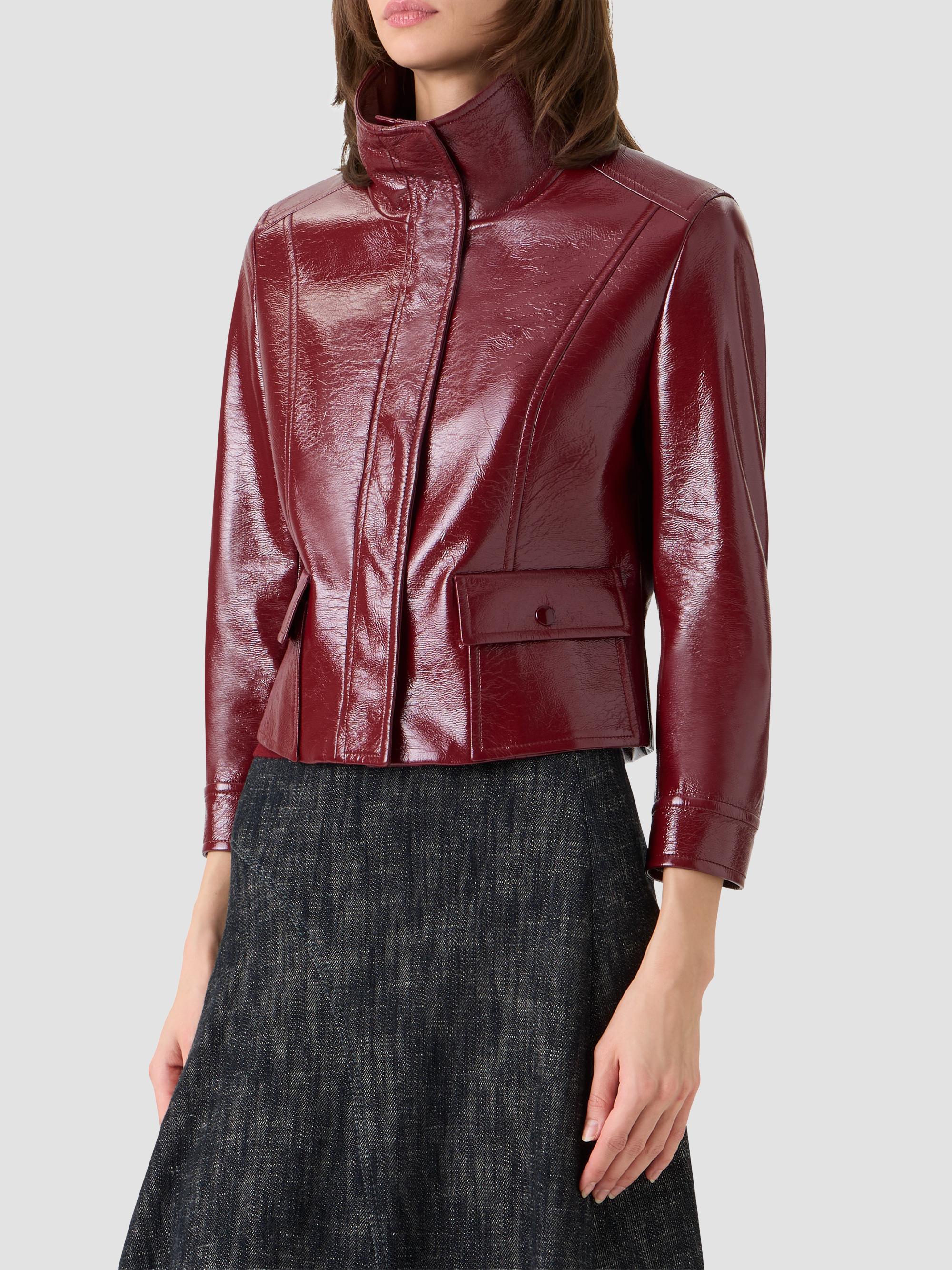 Akris punto Women's Crinkled Faux-Leather Jacket - Pomegranate | Thumbnail 6