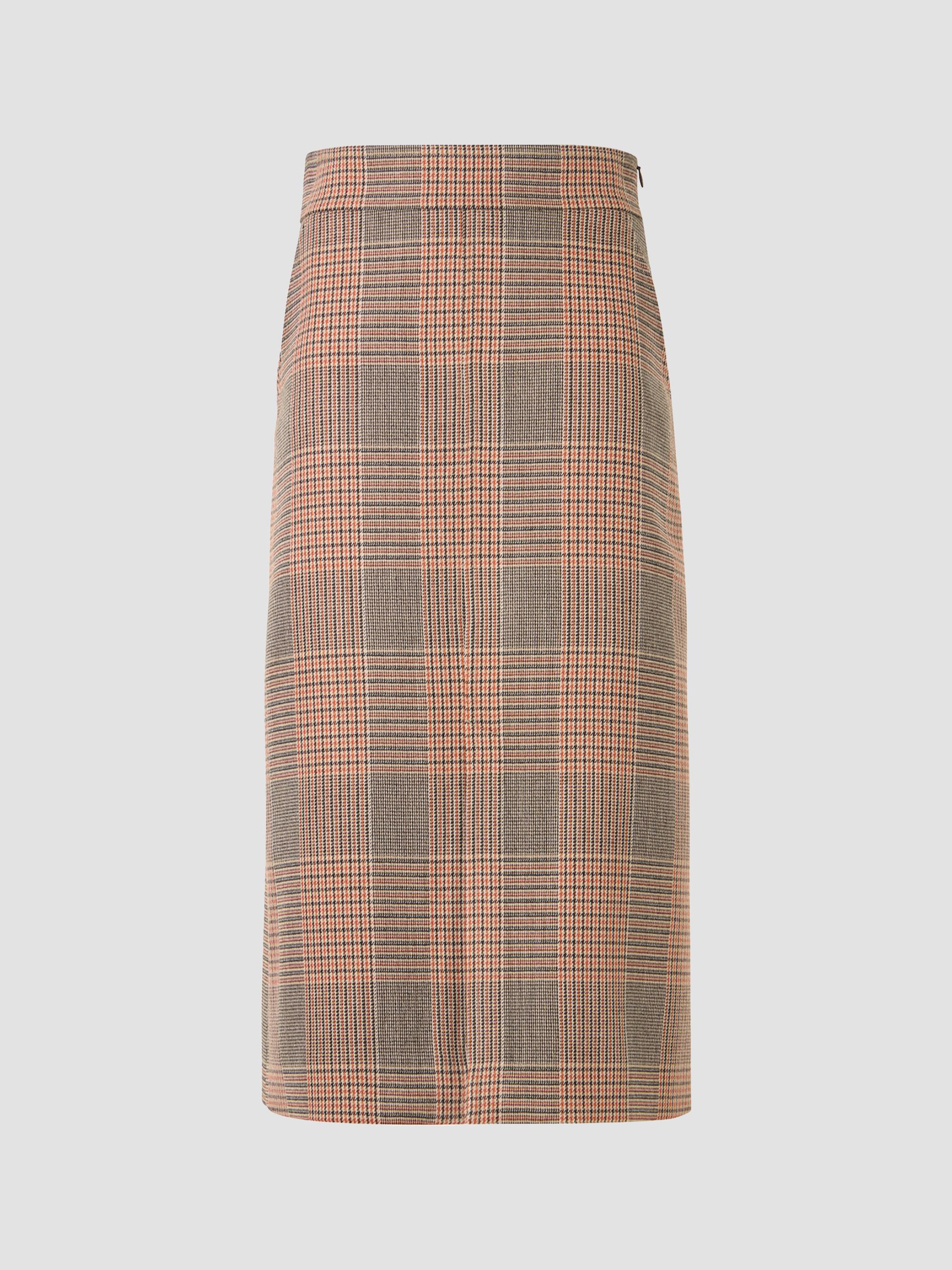 Akris punto Women's Chiaro Glen Check Wool-Blend Midi Skirt - Beige Mocca Orange