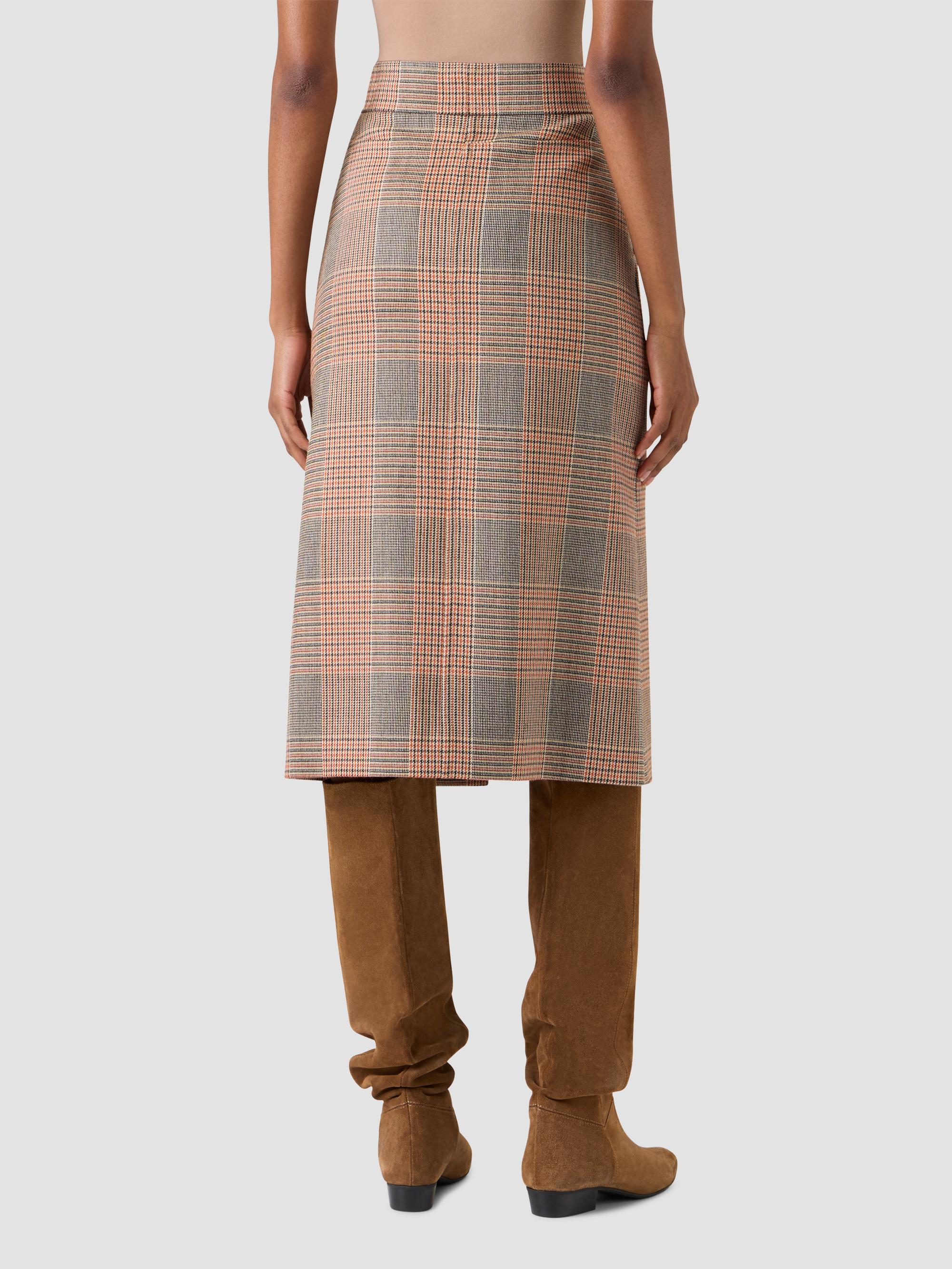 Akris punto Women's Chiaro Glen Check Wool-Blend Midi Skirt - Beige Mocca Orange | Thumbnail 3