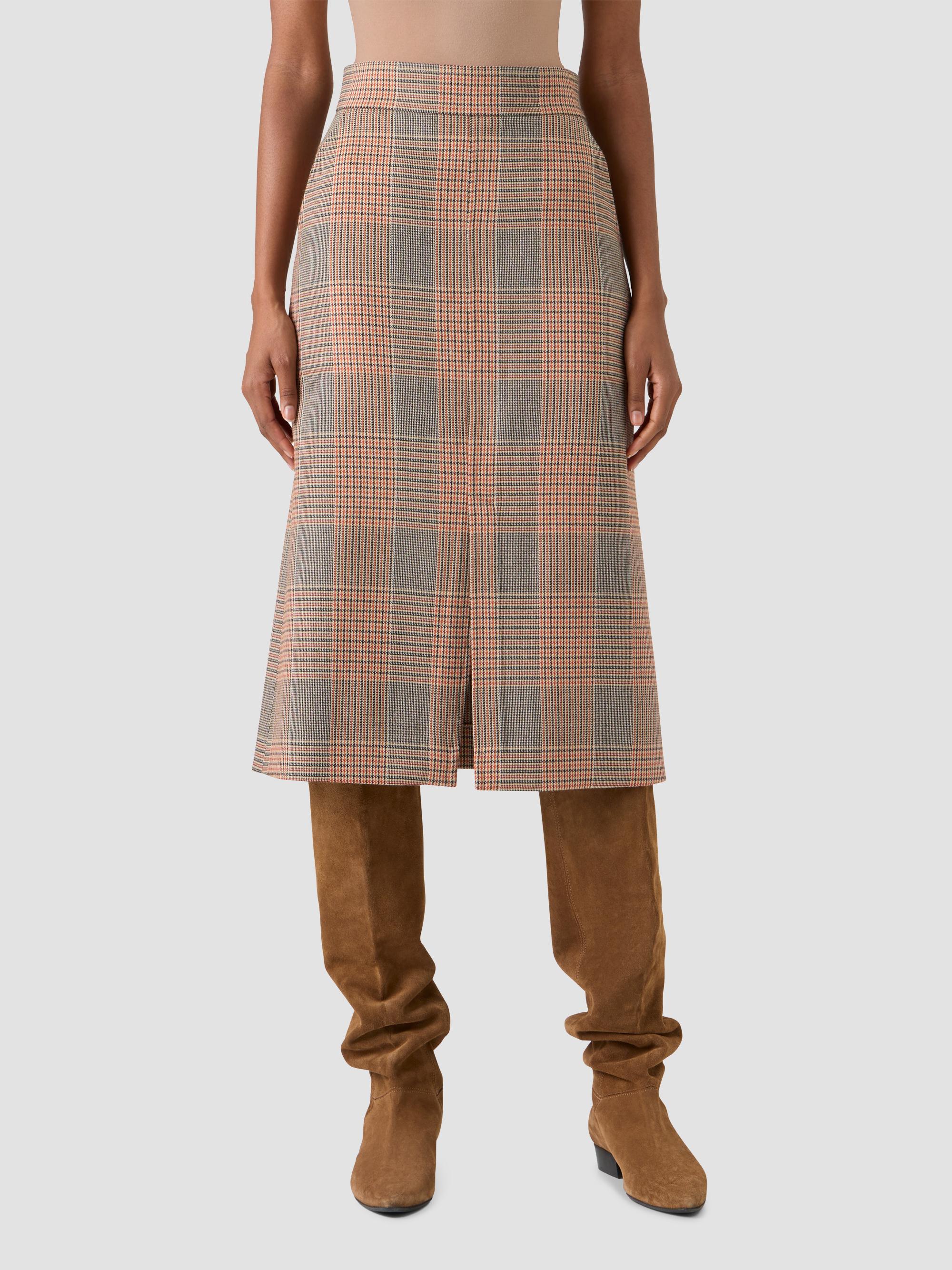Akris punto Women's Chiaro Glen Check Wool-Blend Midi Skirt - Beige Mocca Orange | Thumbnail 4