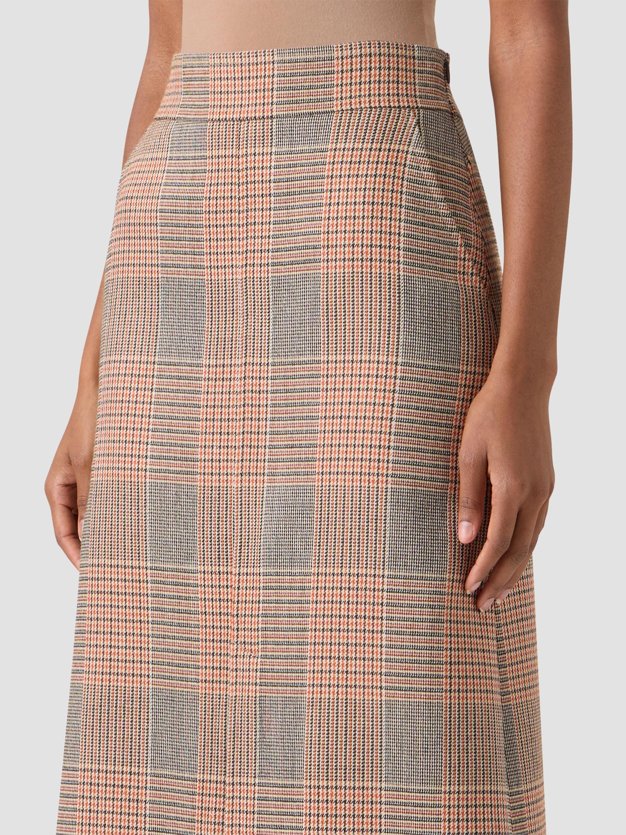 Akris punto Women's Chiaro Glen Check Wool-Blend Midi Skirt - Beige Mocca Orange | Thumbnail 5