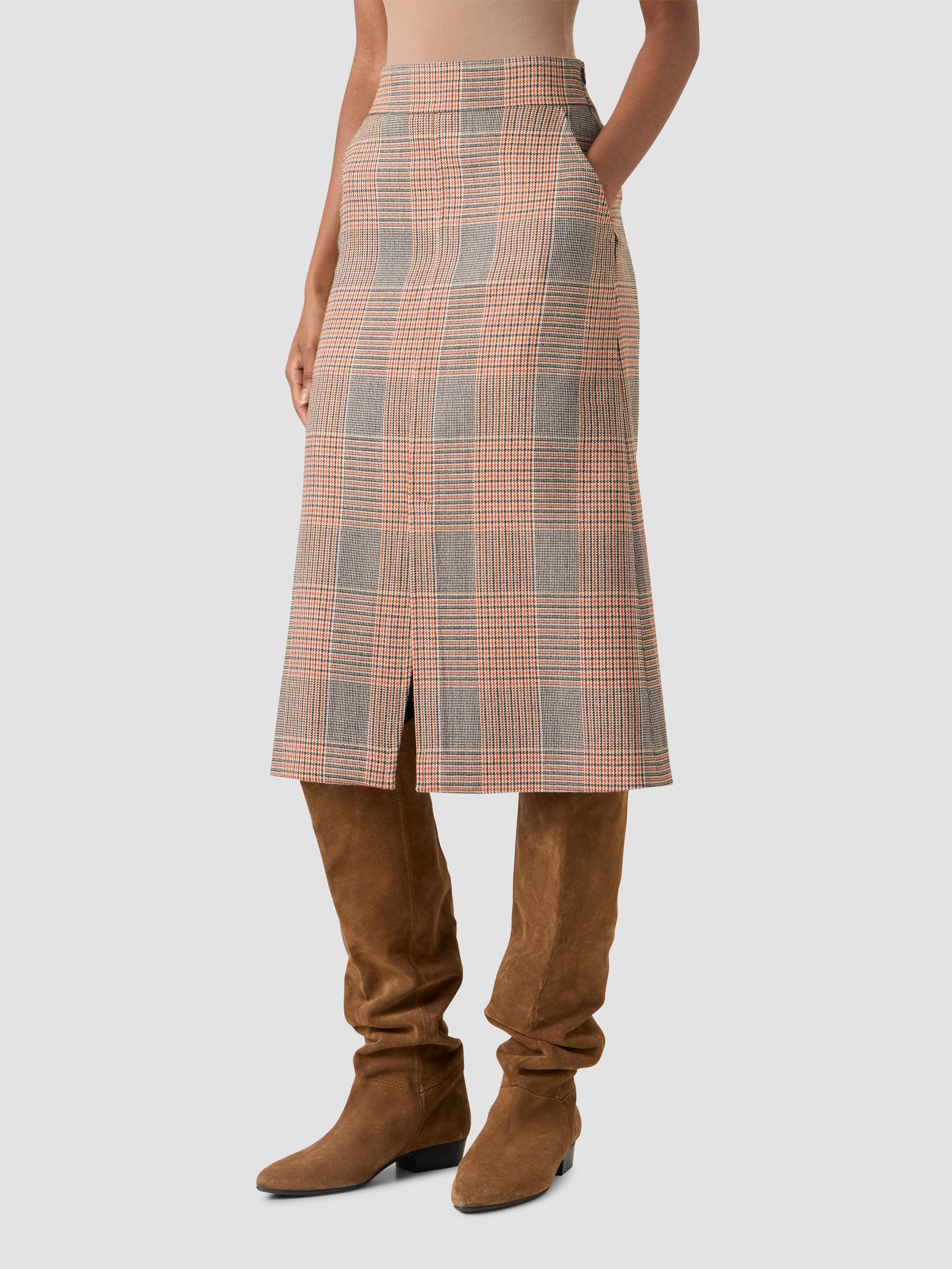 Akris punto Women's Chiaro Glen Check Wool-Blend Midi Skirt - Beige Mocca Orange | Thumbnail 6