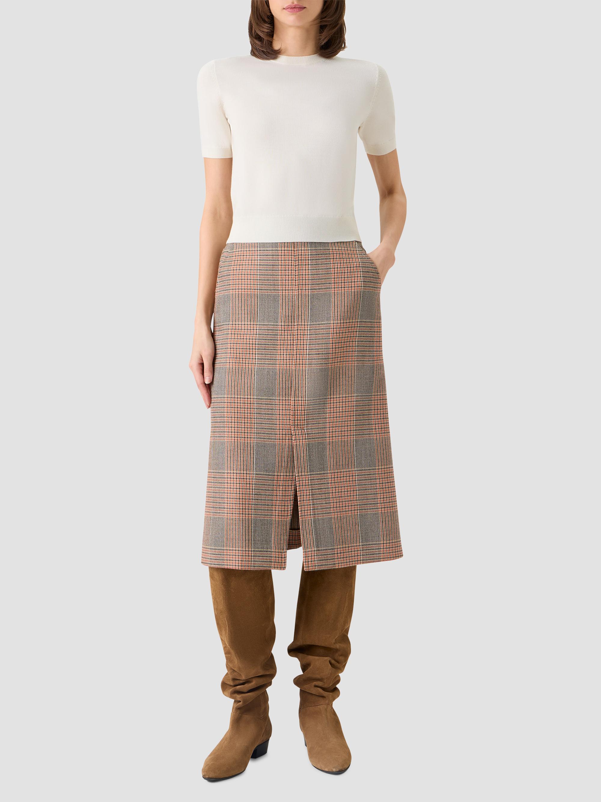Akris punto Women's Chiaro Glen Check Wool-Blend Midi Skirt - Beige Mocca Orange | Thumbnail 2