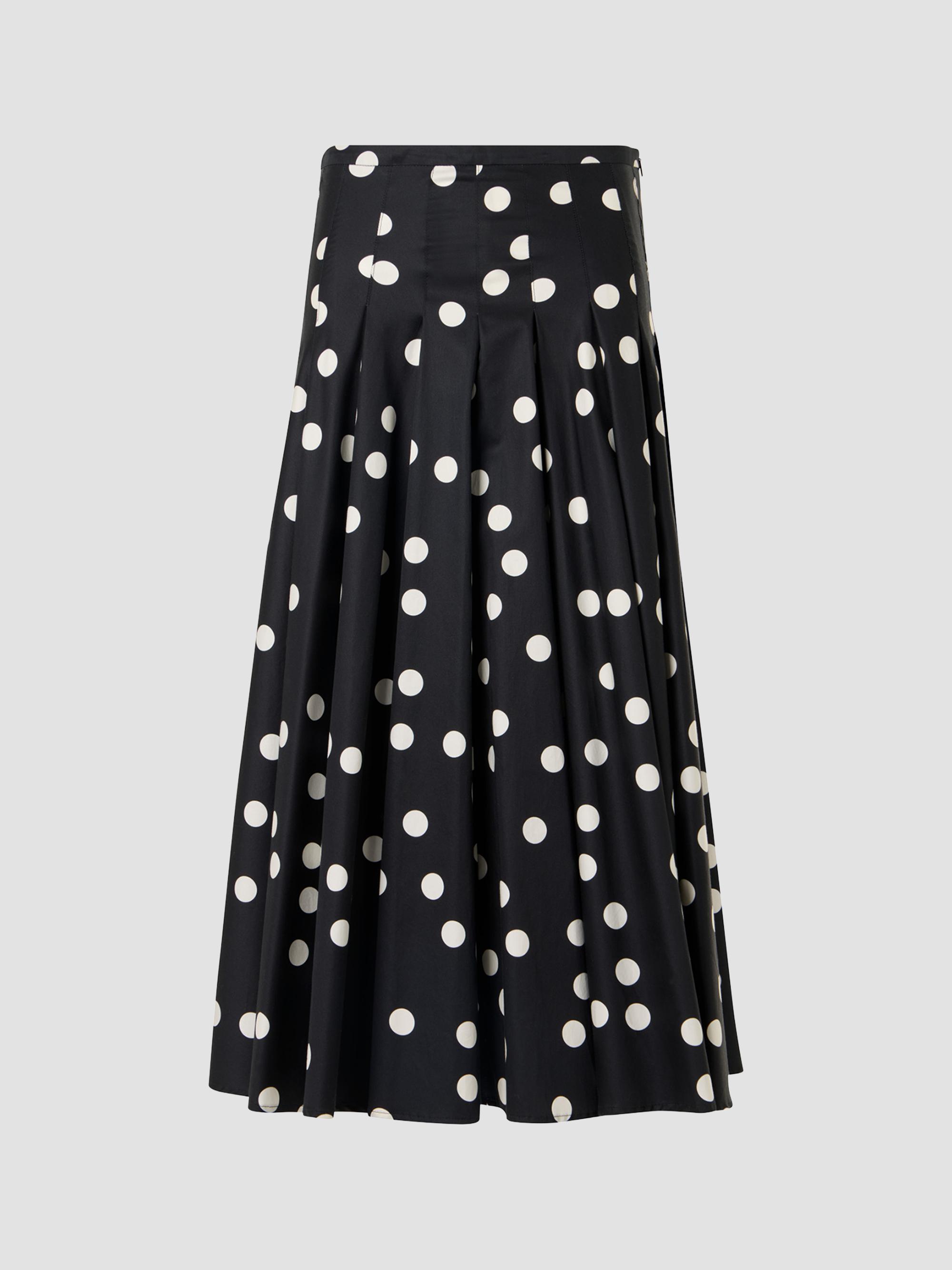 Akris punto Women's Polka Dot Cotton Satin Midi Skirt - Black Cream | Thumbnail 6