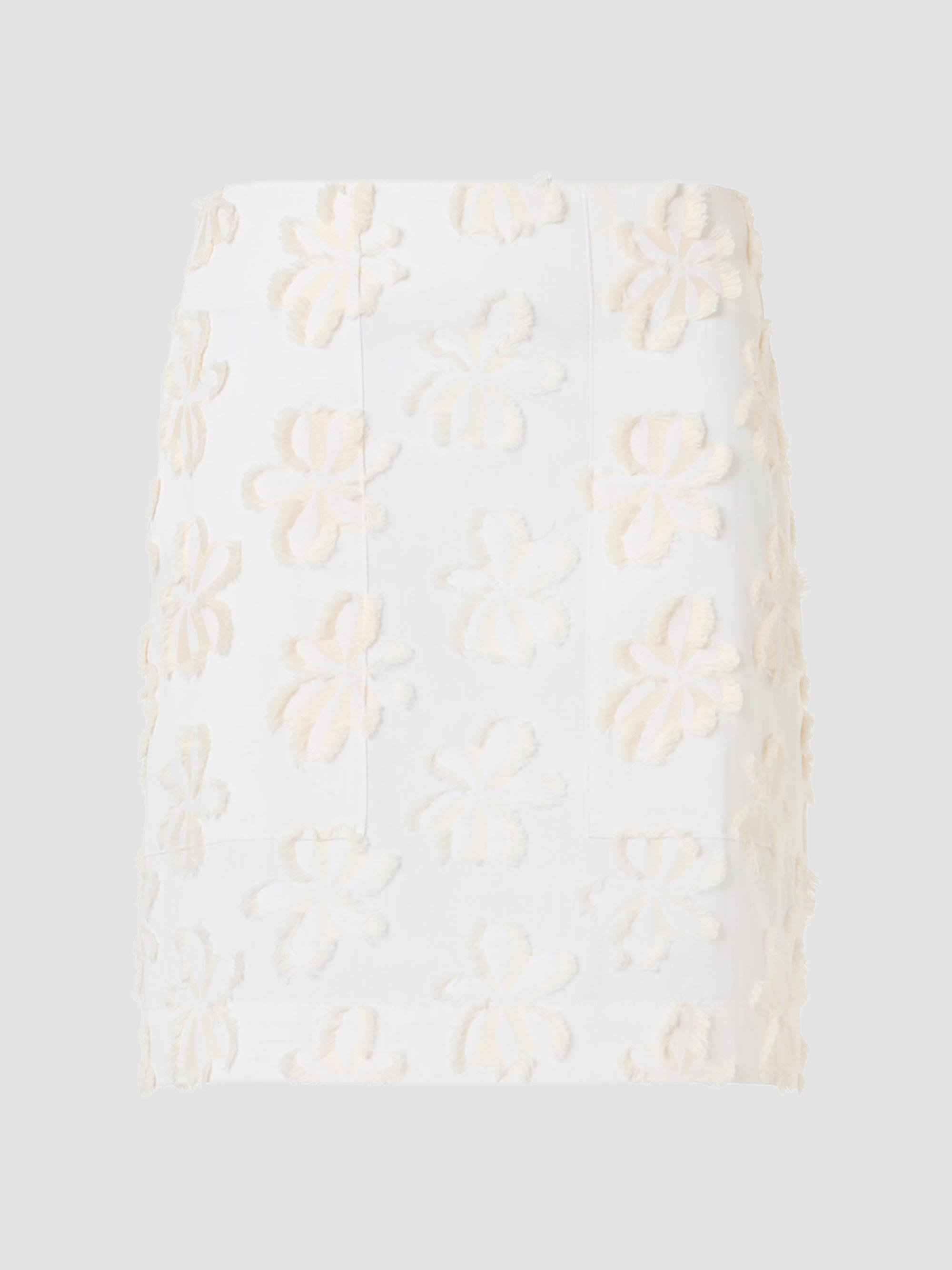 Akris punto Women's Floral Appliqué Poplin Miniskirt - Cream | Thumbnail 6