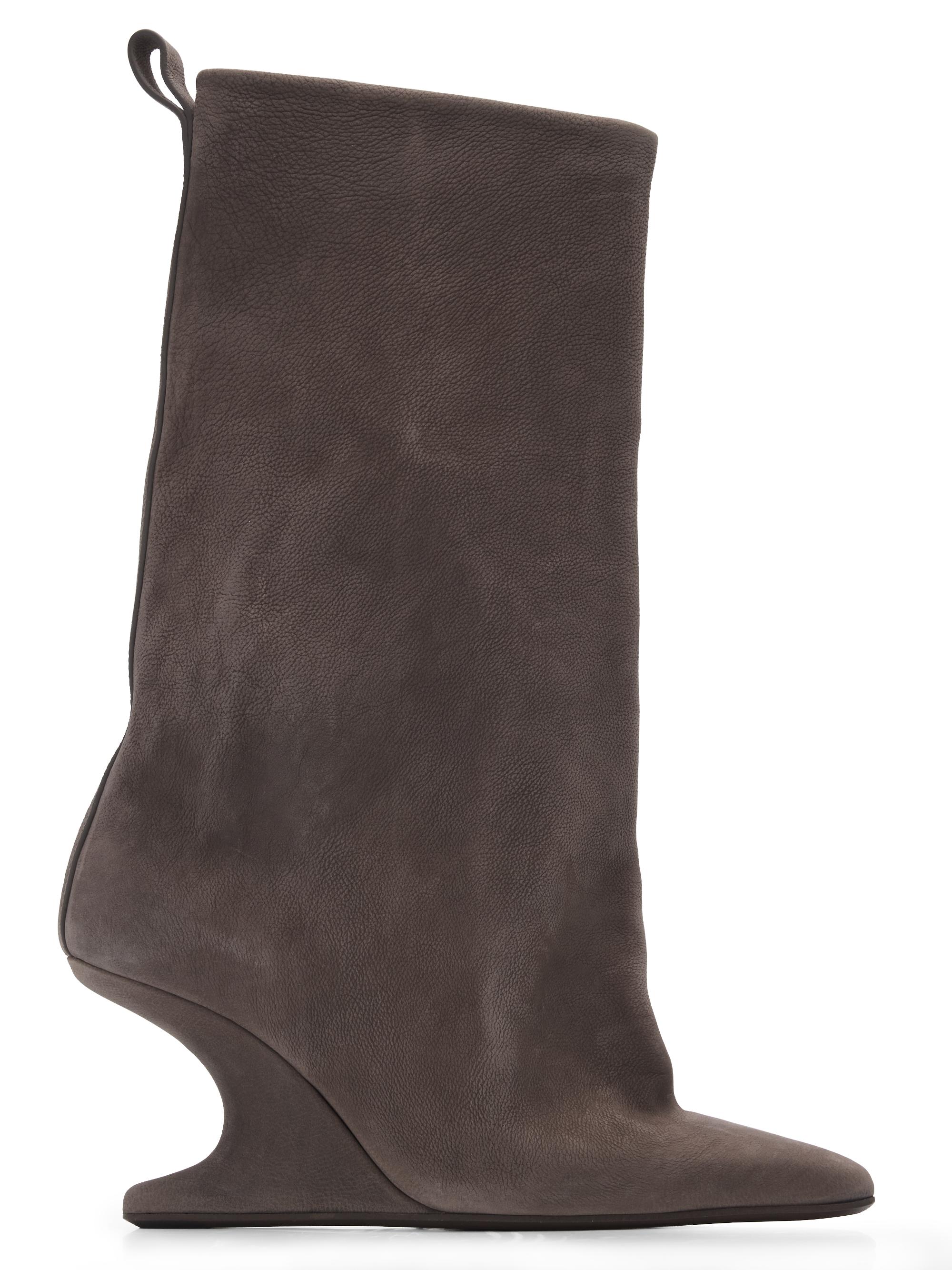 Rick Owens Women's Cantilever 8 Suede Sharp Flared Boots - Dark Dust