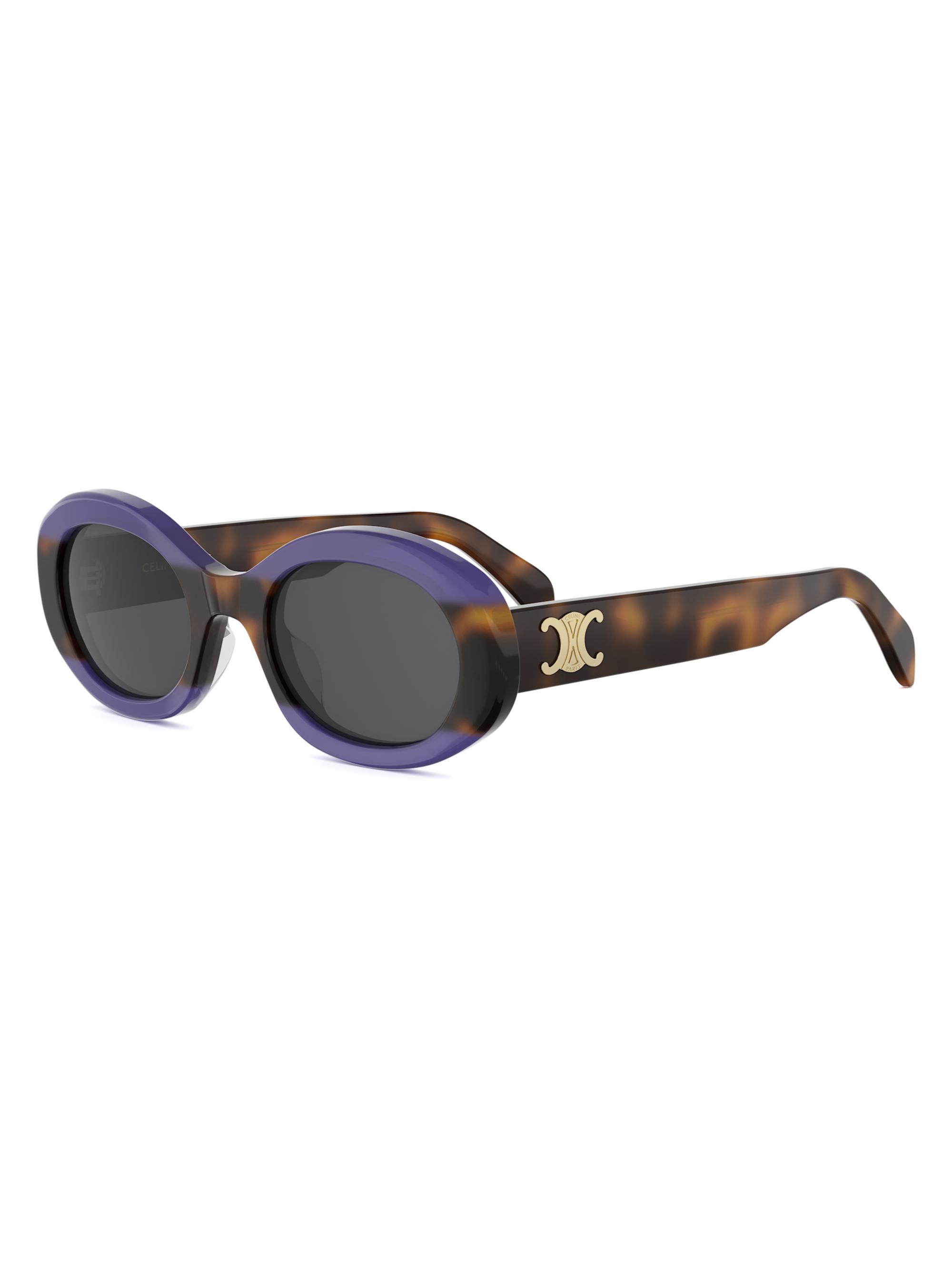 CELINE Women's TRIOMPHE 50MM Logo Oval sunglasses - Pink Havana Smoke