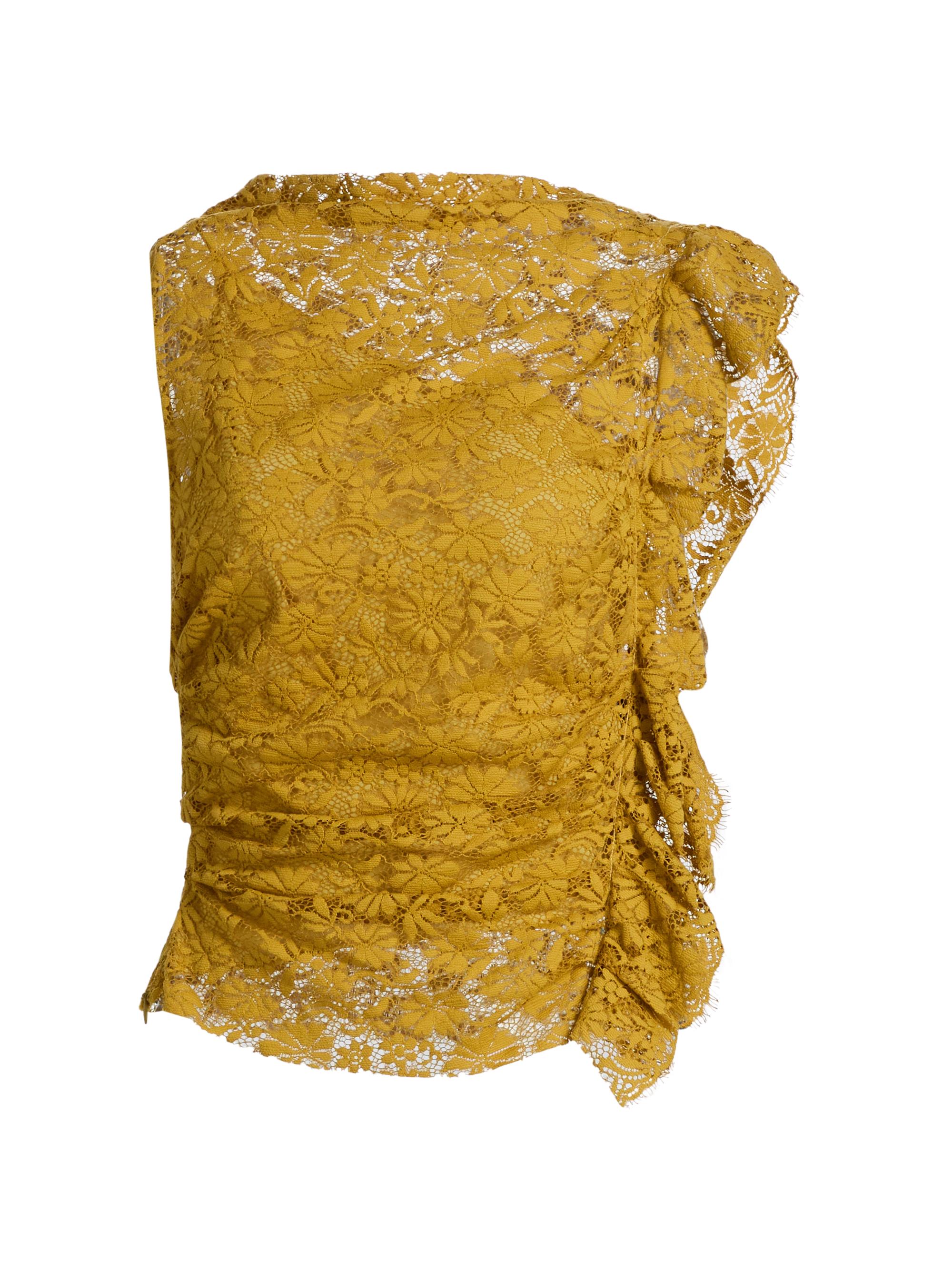 A.L.C. Women's Astrid Ruffle-Trim Lace Top - Antique Gold