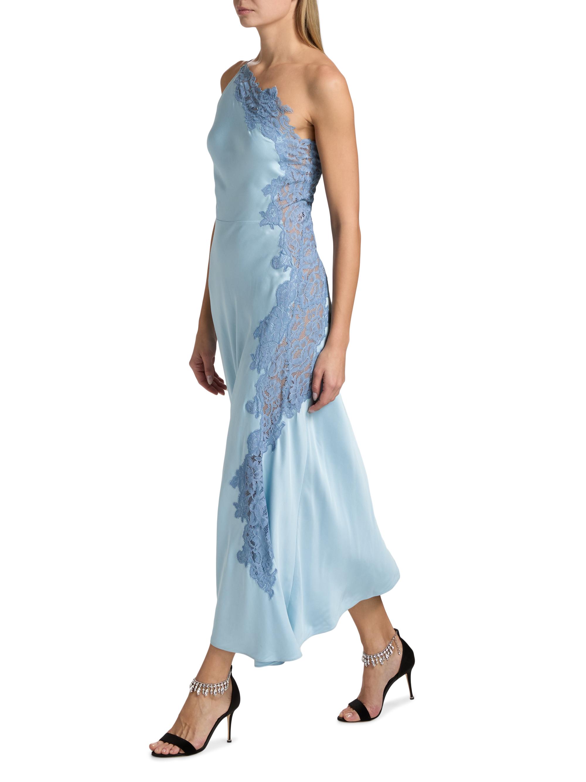 A.L.C. Lou Lace-Trim Satin Midi-Slipdress | Saks Fifth Avenue