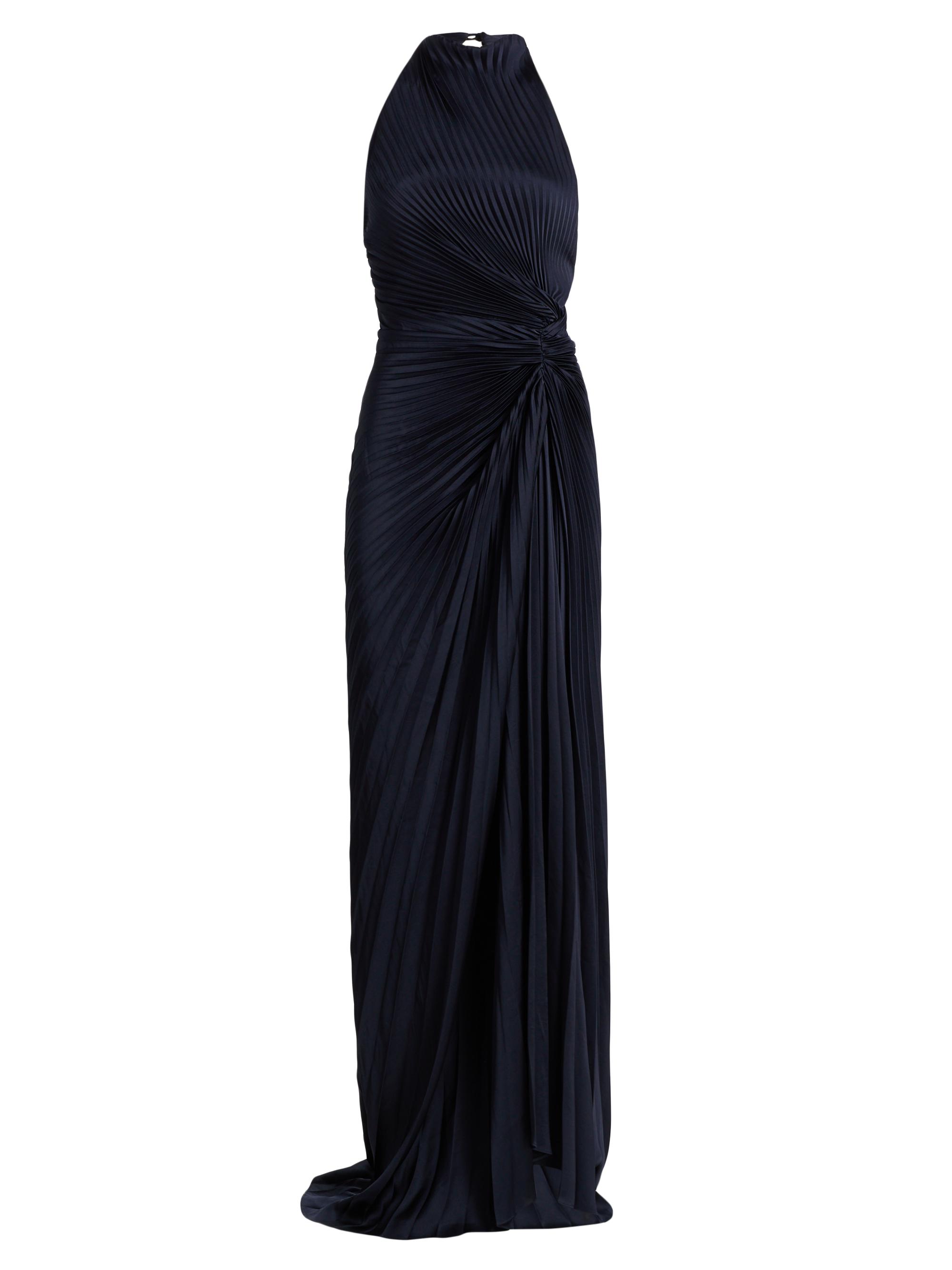 A.L.C. Women's Romy Pleated Satin Gown - Night Blue