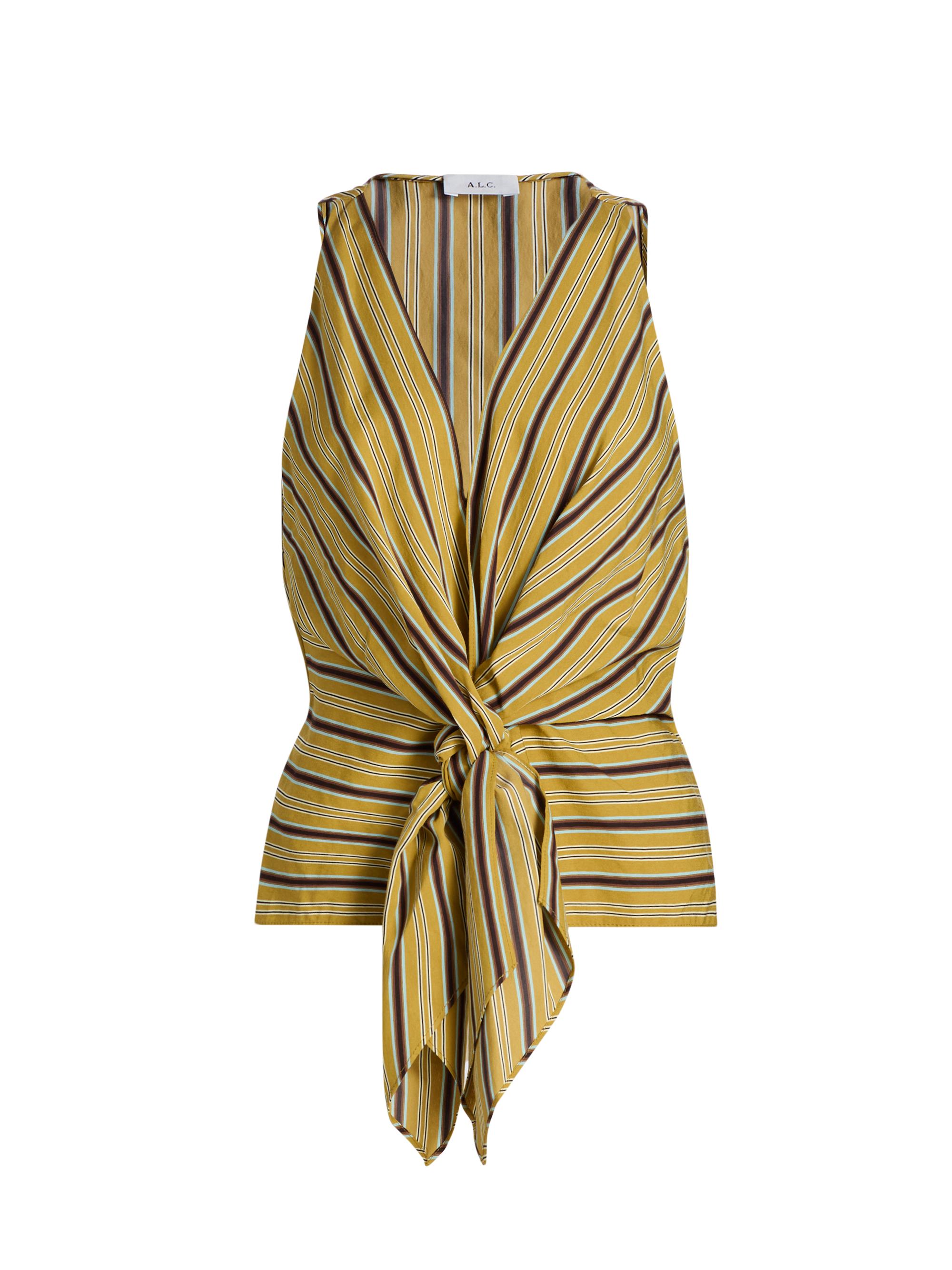 A.L.C. Women's Elle Striped Tie-Waist Top - Curry Ganache