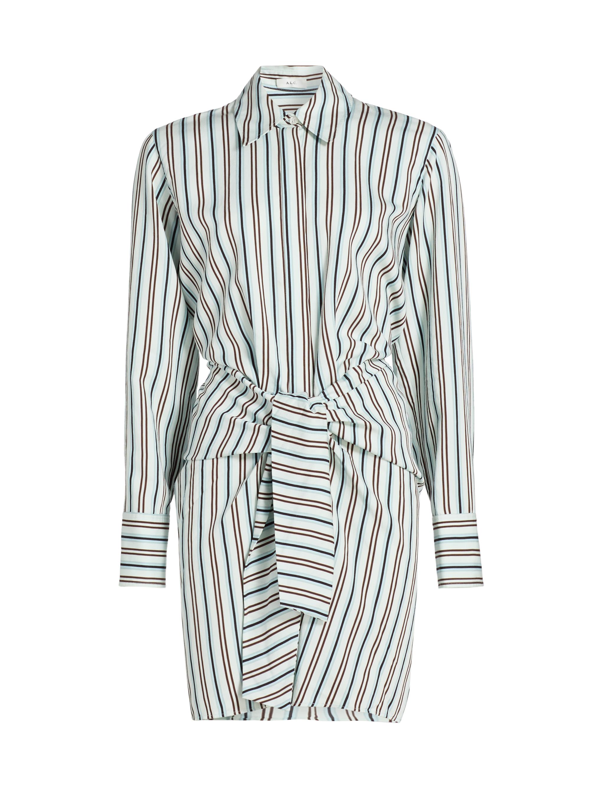 A.L.C. Women's Mia Striped Self-Belt Minidress - Ice Mint Ganache