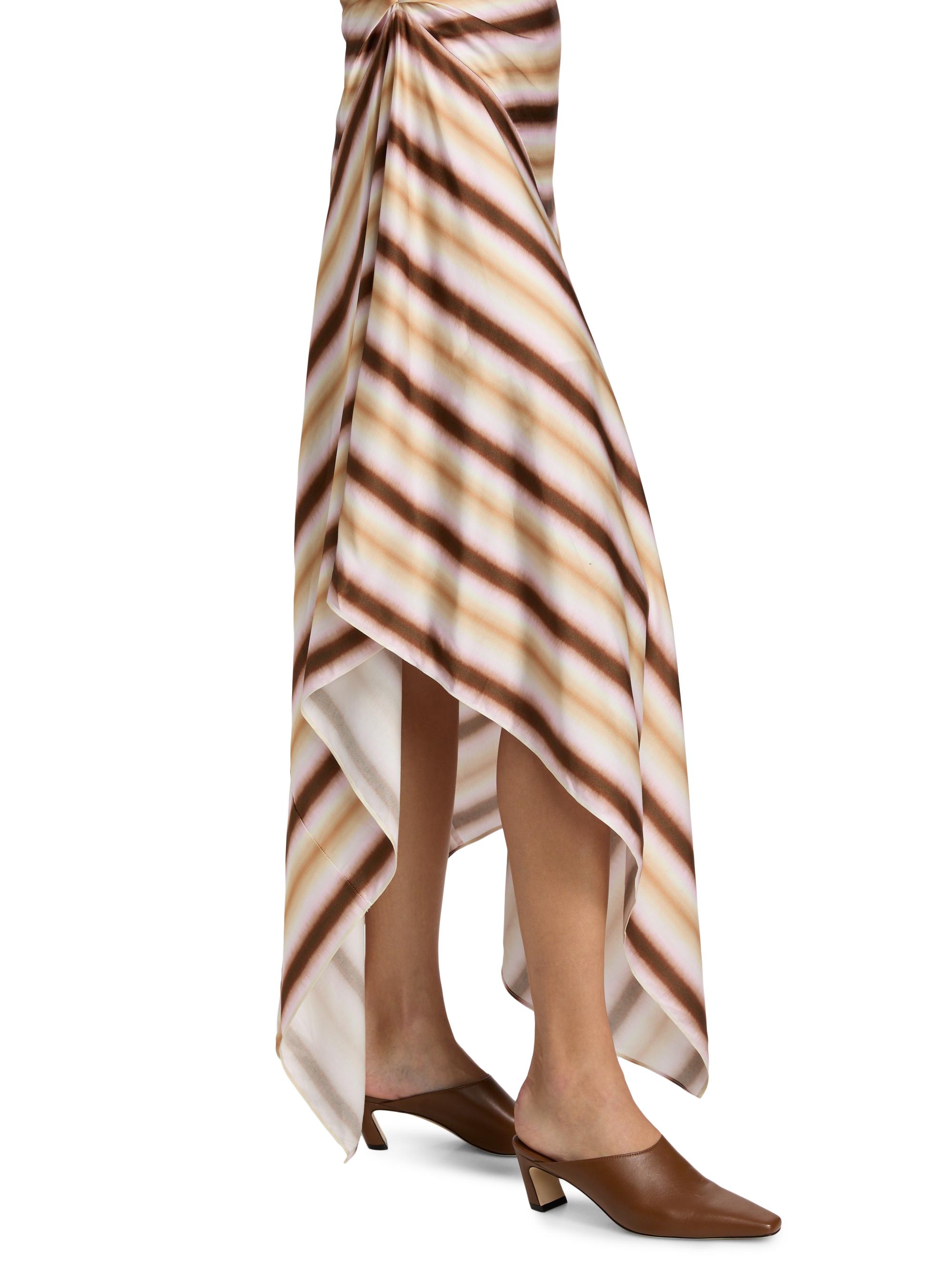 stripe one shoulder asymmetric hem midi dress lauren ralph lauren A.L.C. Lyn Striped Linen-Blend One-Shoulder Midi-Dress
