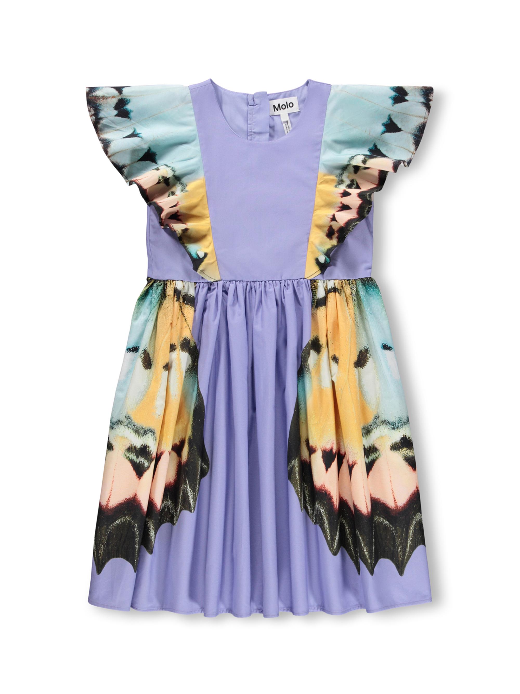 Molo Little Girl's & Girl's Tie-Dye Flutter-Sleeve Dress - Lilac Butterfly