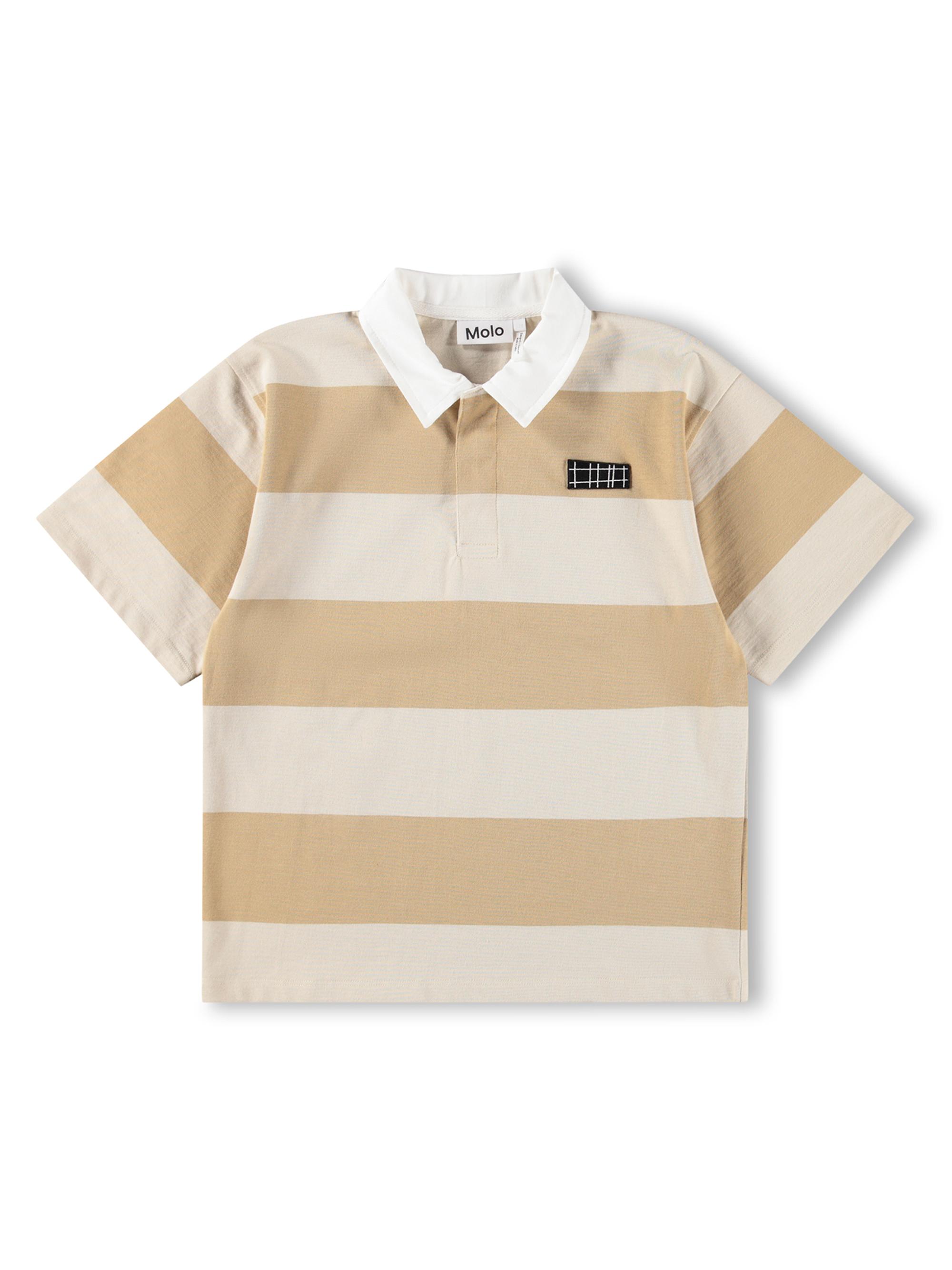 Molo Little Boy's & Boy's Reef Striped Polo Shirt - Daylight Sand