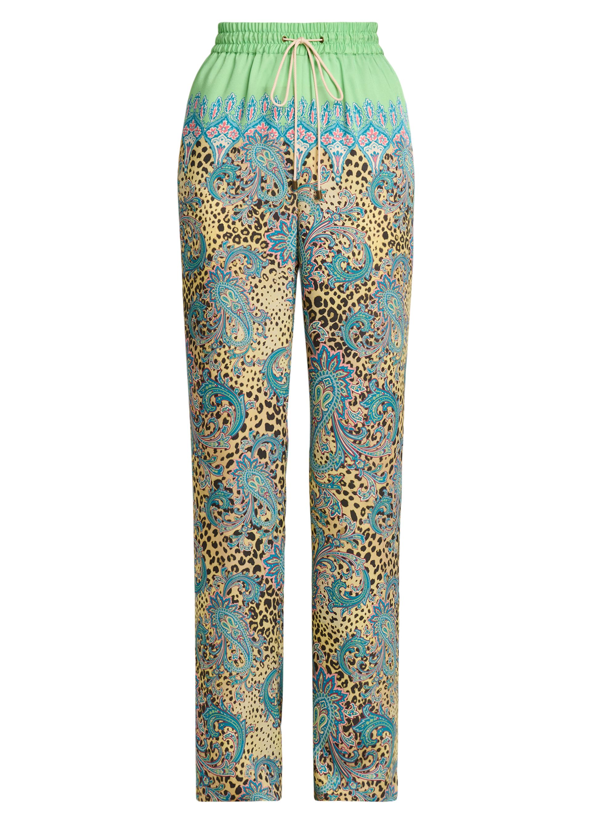 Etro Women's Animal Paisley Silk-Cashmere Drawstring Pants - Printed Brown Base