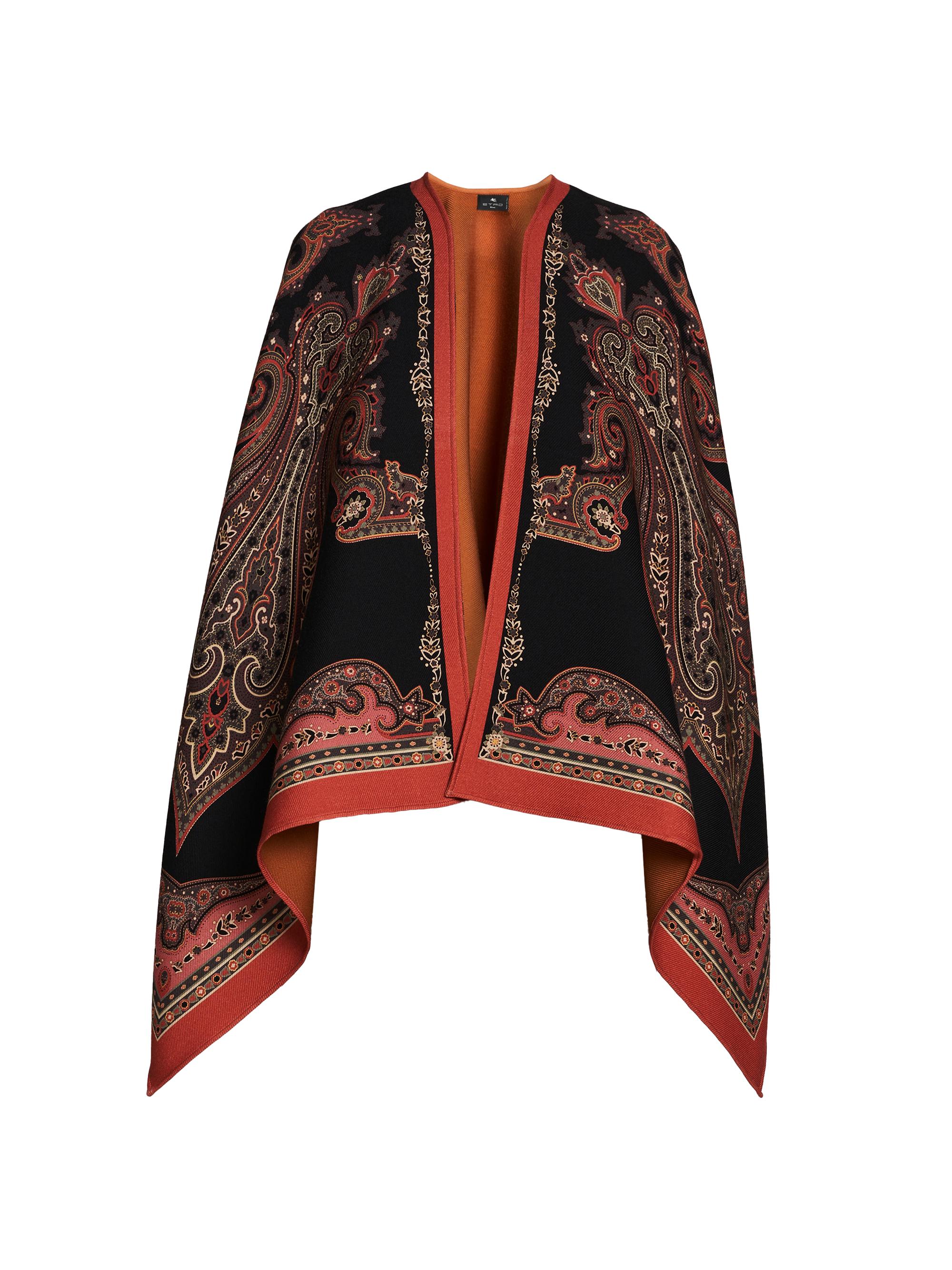 Etro Women's Paisley Wool-Blend Cape - Multicolor Black Base