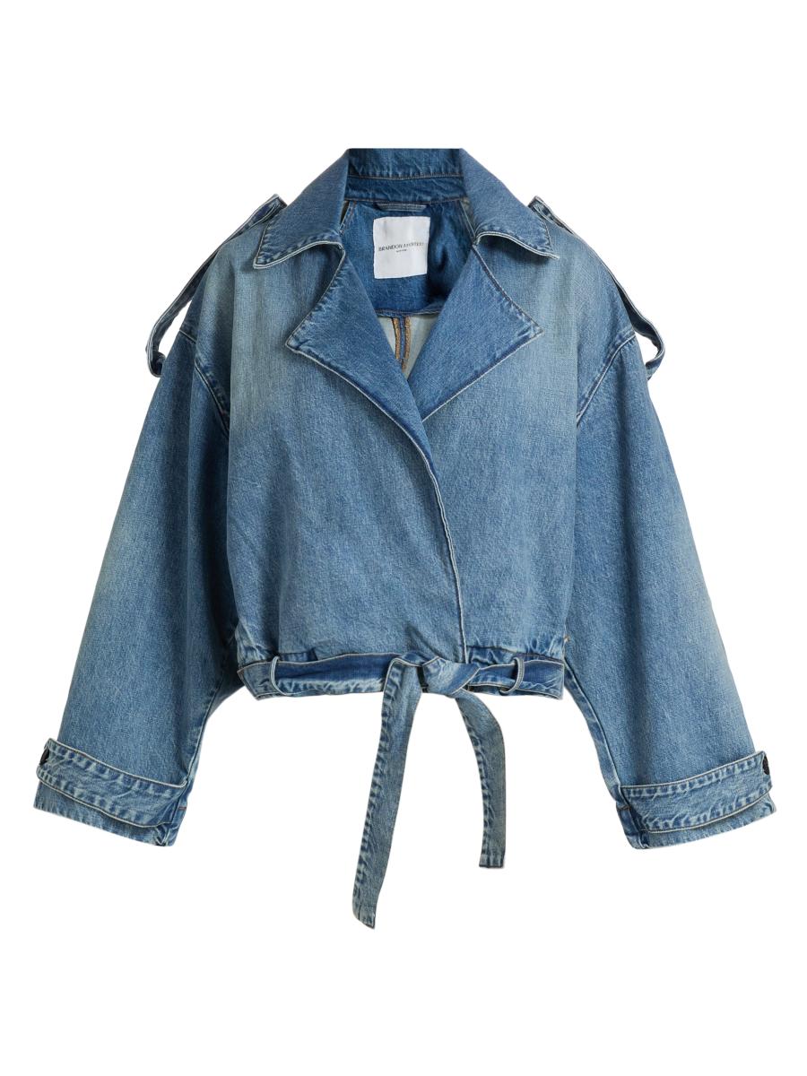 Brandon Maxwell The Regan Denim Belted Trench Coat | Saks Fifth Avenue
